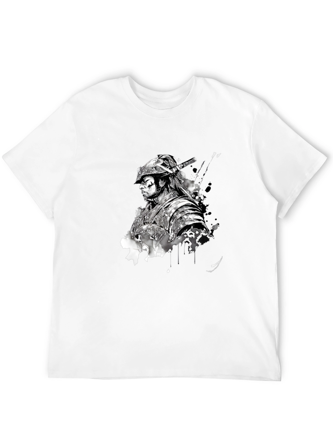 Black Samurai Graphic Print Black T-Shirt view 12