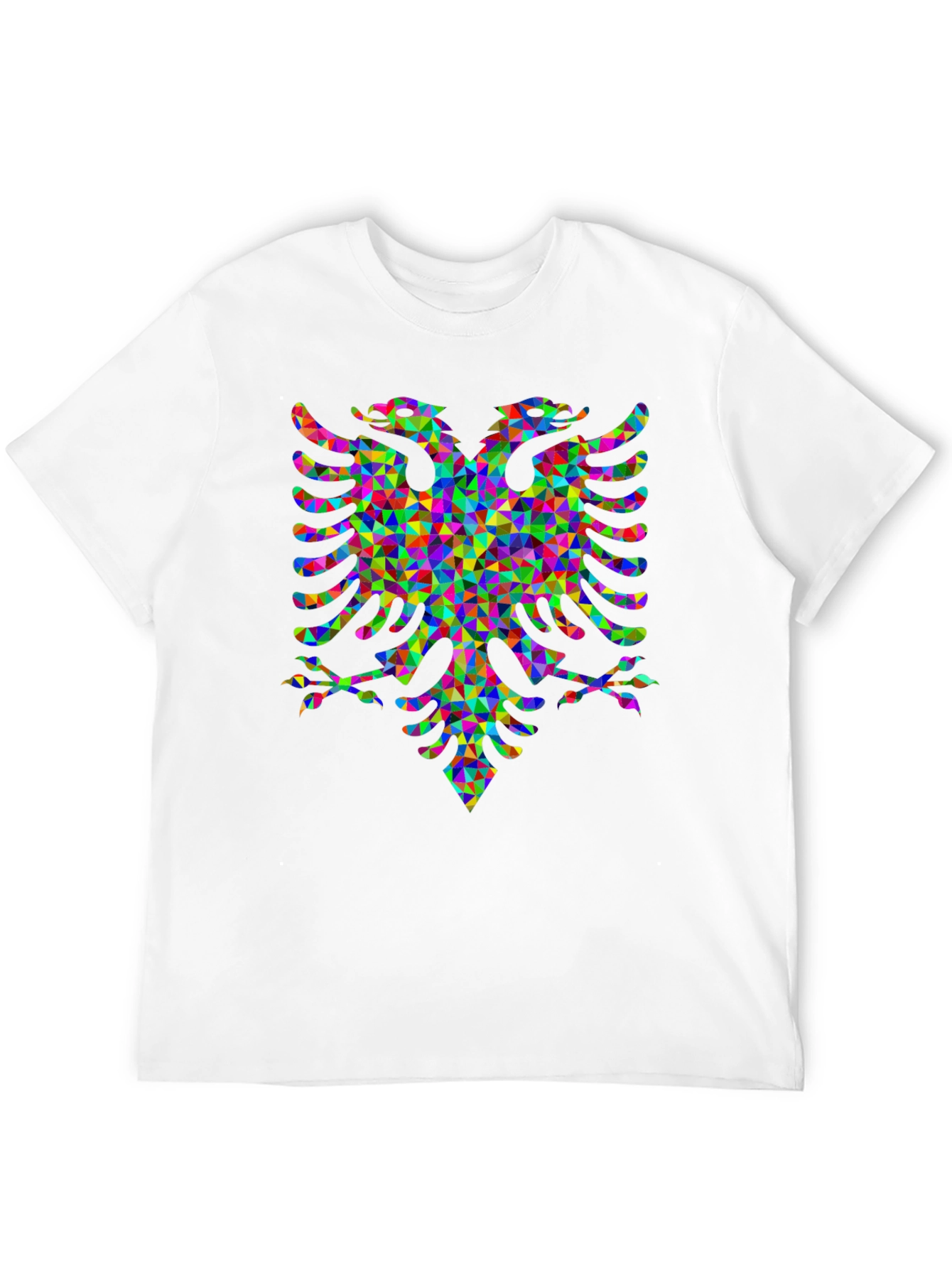 Black Colorful Geometric Eagle Graphic Tee - Stylish Black T-Shirt view 12