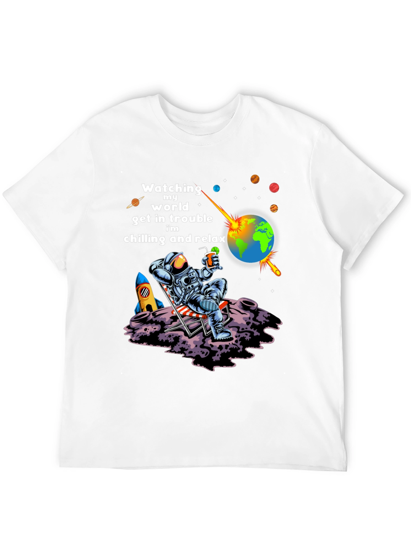 Black Astronaut Chilling T-Shirt view 12
