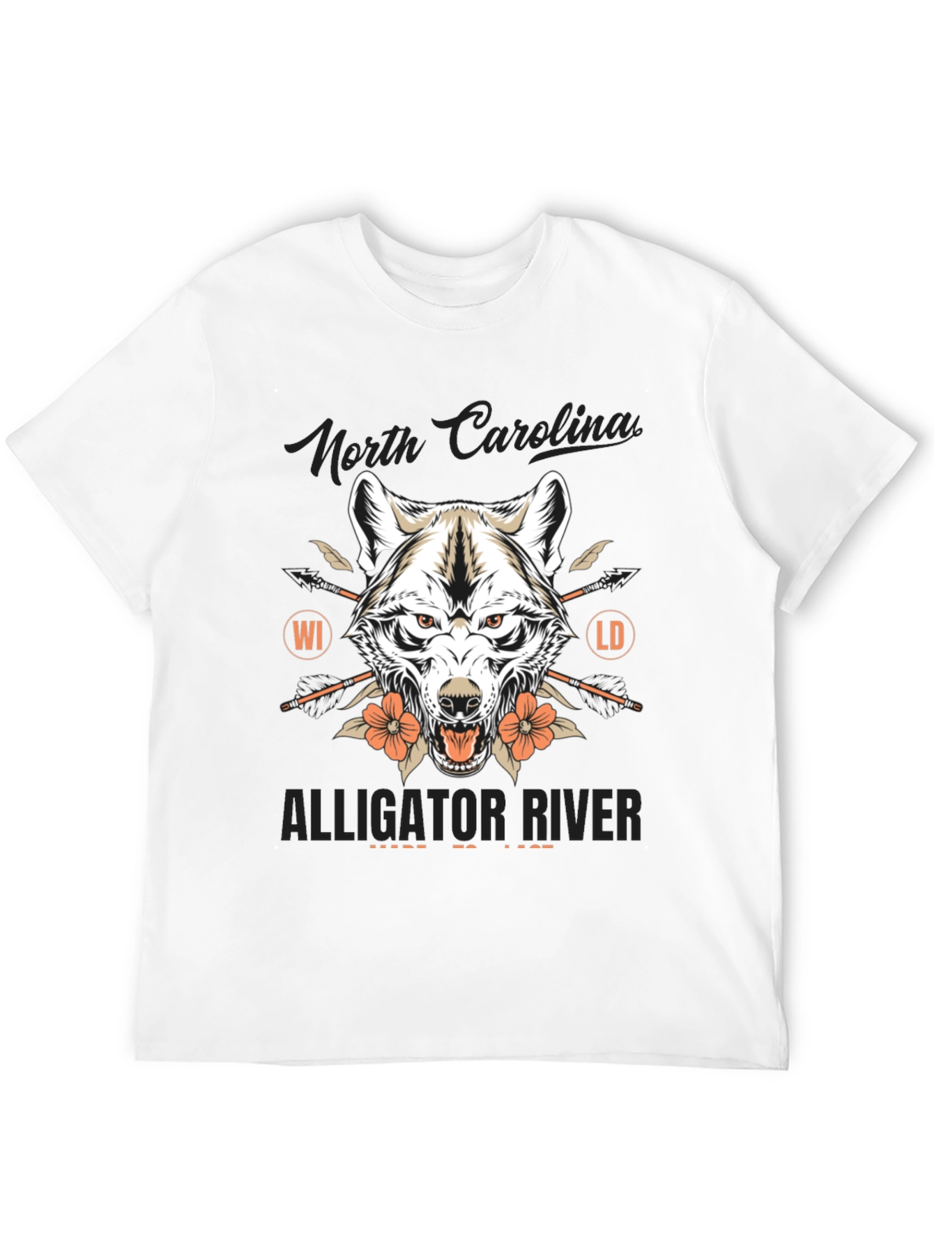 Black North Carolina Alligator River Wolf Graphic Tee view 12
