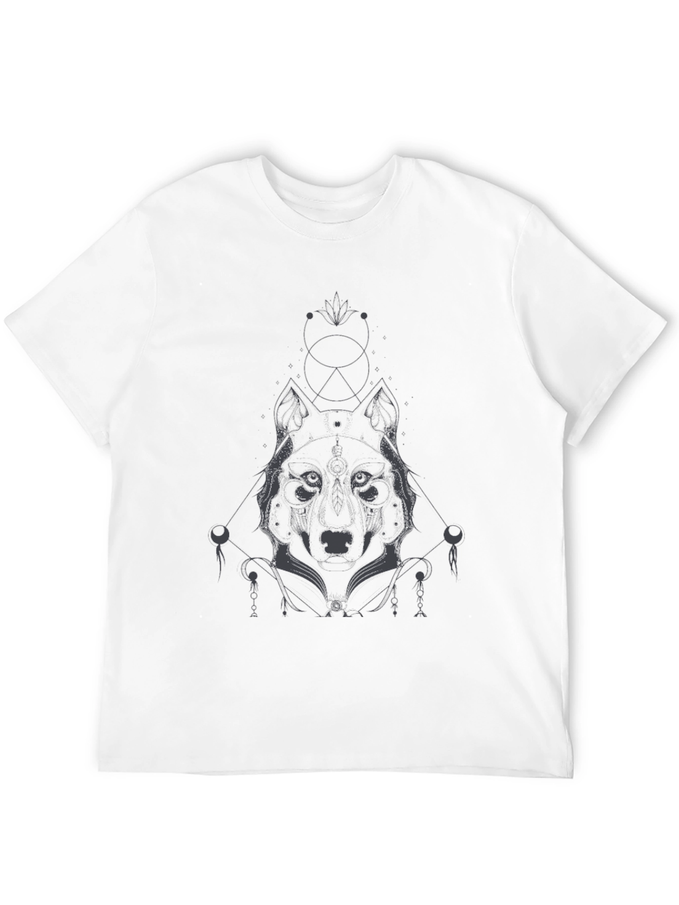 Black Men's Black Wolf Graphic Tee - Modern & Stylish view 12