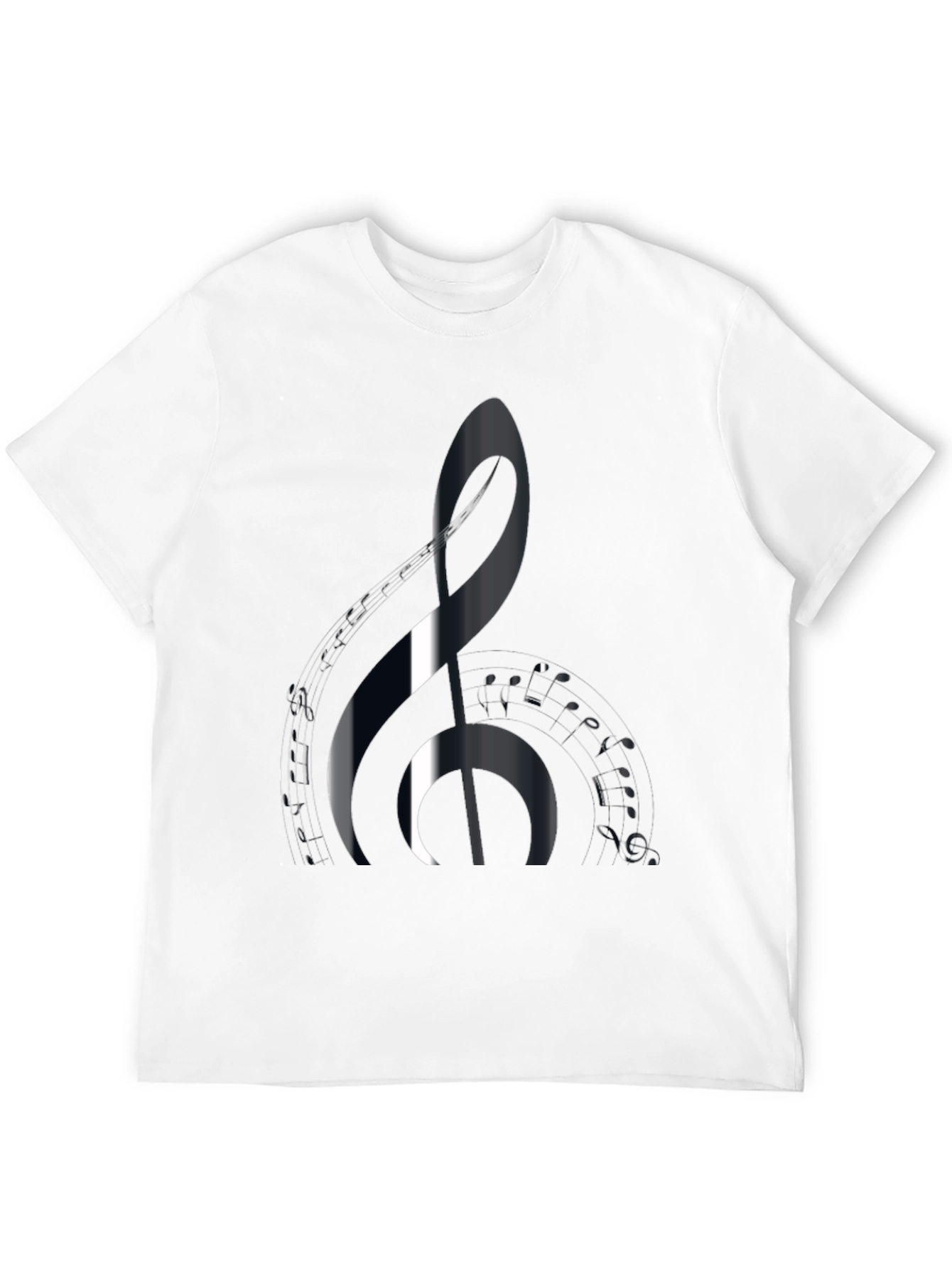 Black Music Lover's Black T-Shirt with Treble Clef Design view 12