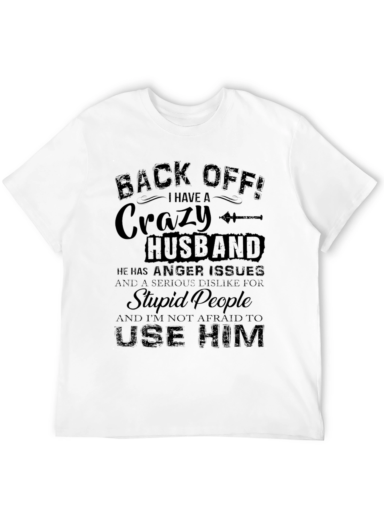 Black Crazy Husband Graphic Tee - Black view 12