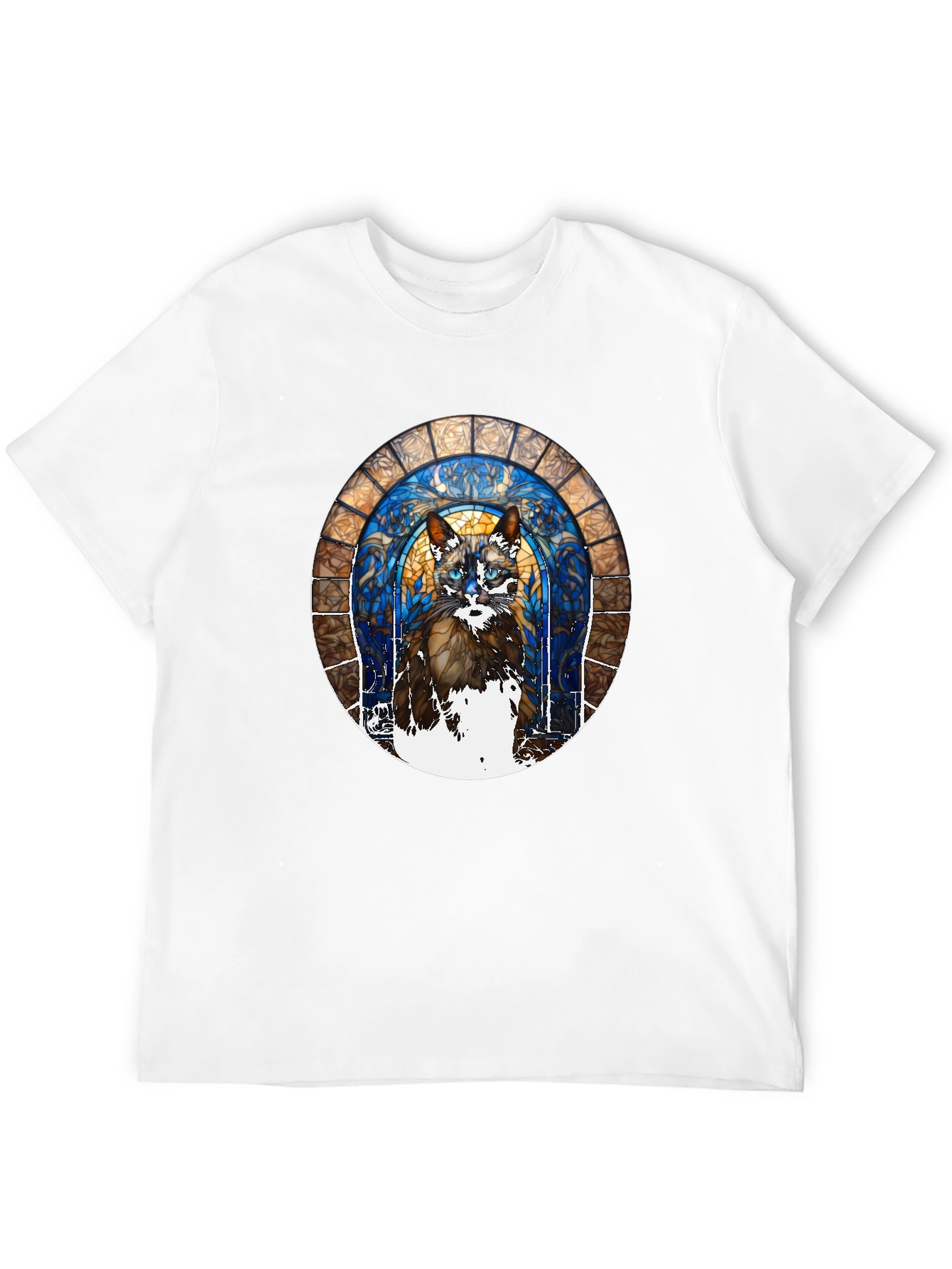 Black Stained Glass Cat T-Shirt view 12