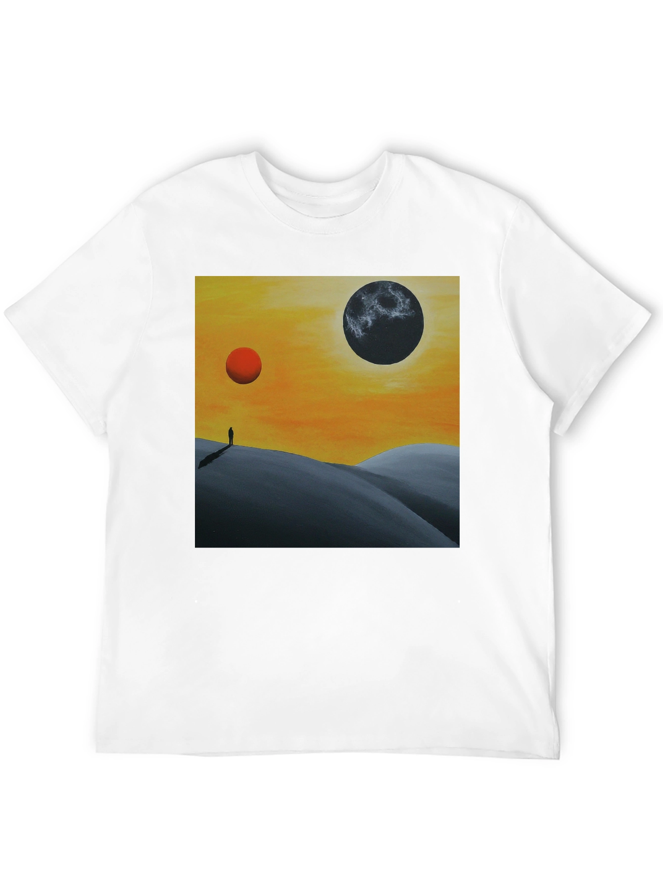 Black Surreal Planetary Landscape T-Shirt view 12
