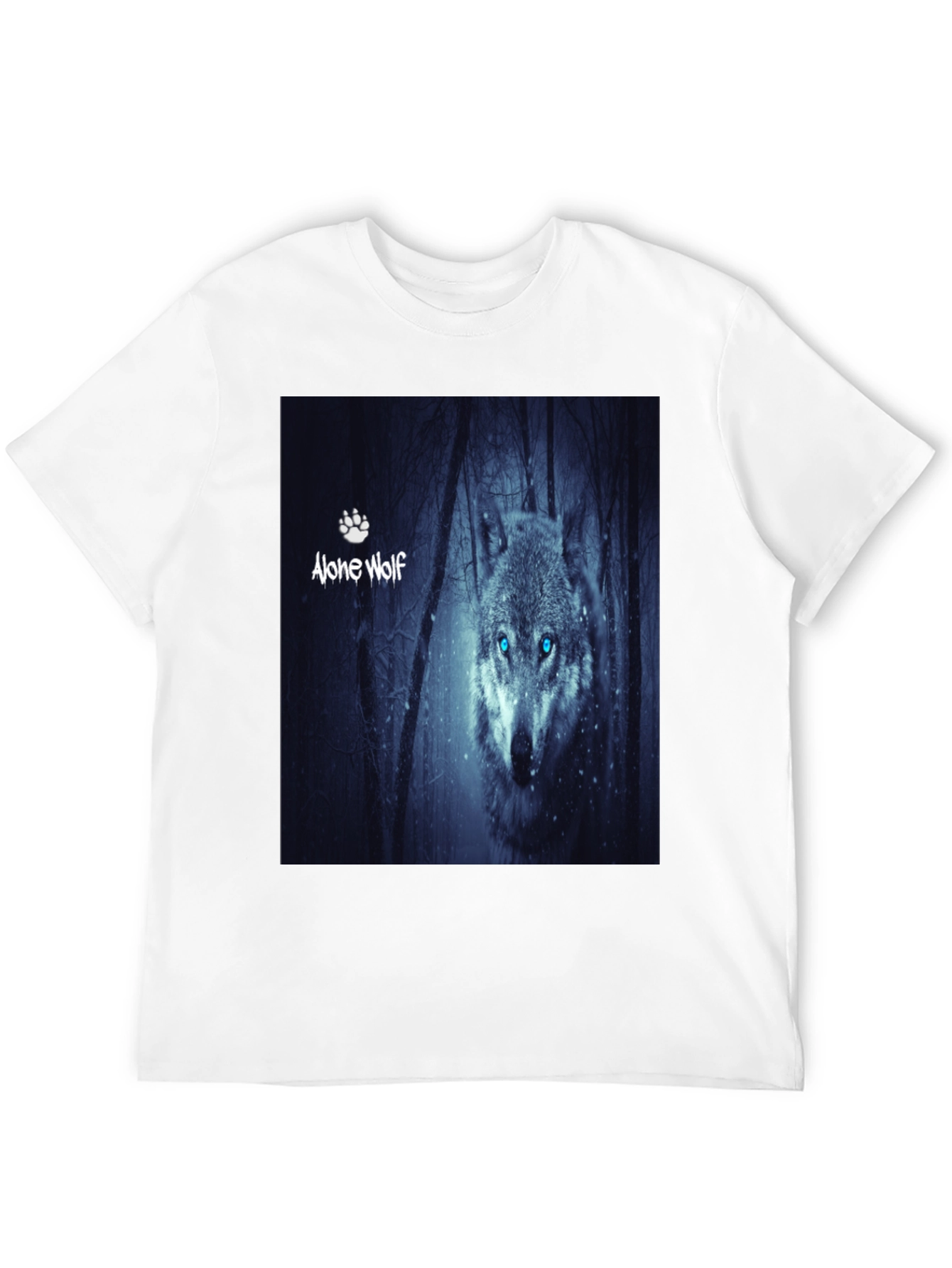 Black Alone Wolf Graphic T-Shirt, Men's Black Tee view 12