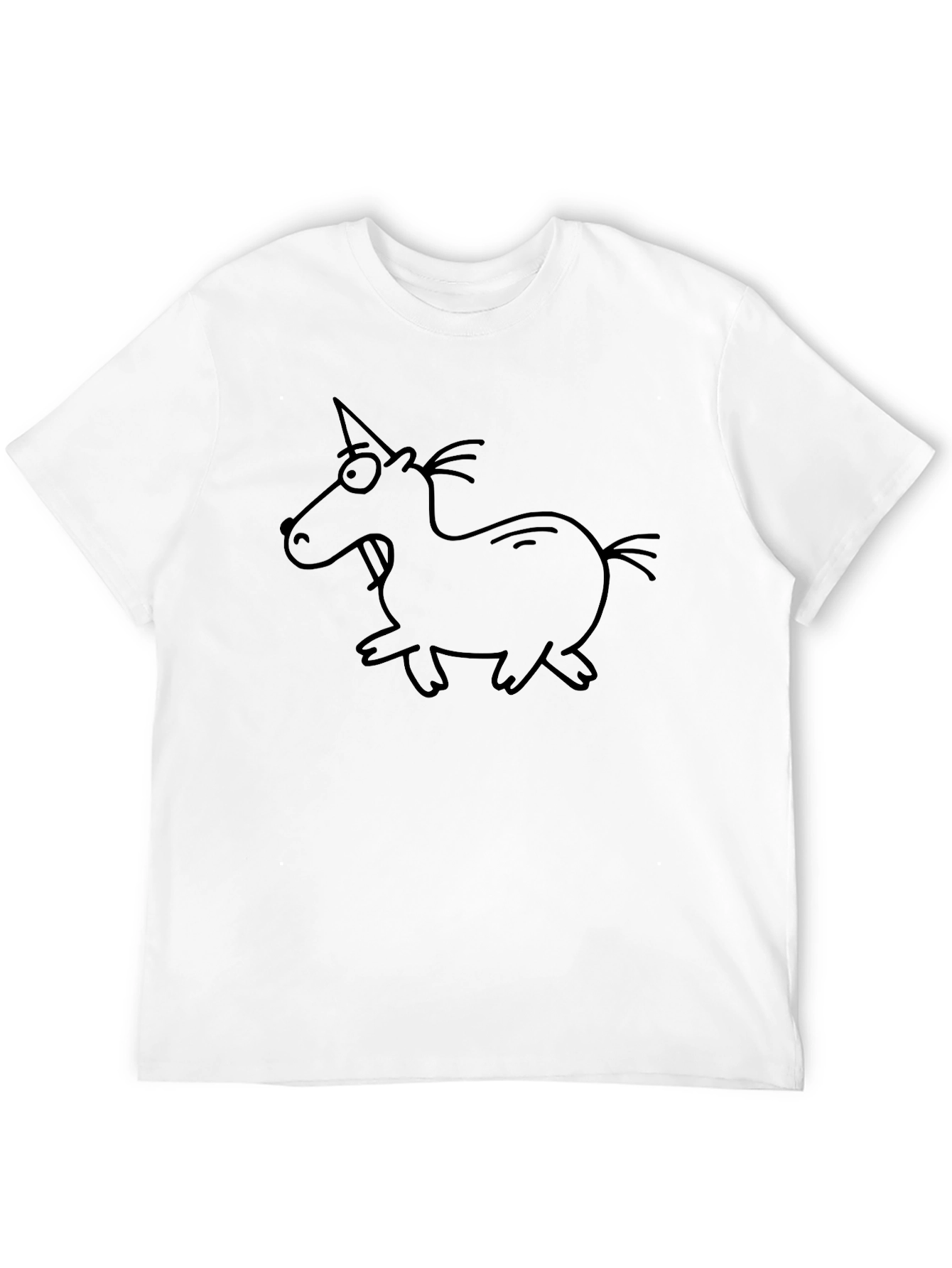 Black Unicorn Cartoon Graphic Tee - Black Cotton T-Shirt view 12