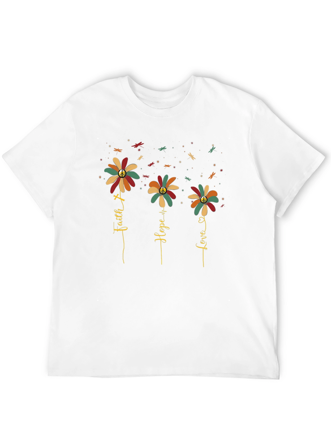 Black Faith Hope Love Flower Graphic Tee - Black view 12