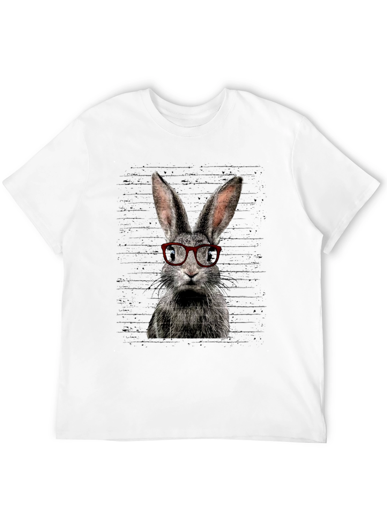 Black Hipster Rabbit Graphic Tee - Unisex Black T-Shirt view 12