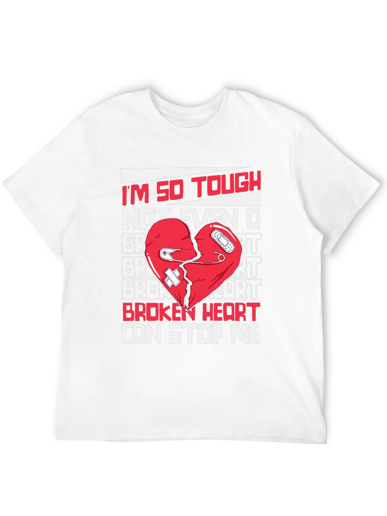 Black Tough Broken Heart T-Shirt - Humor Graphic Tee view 12