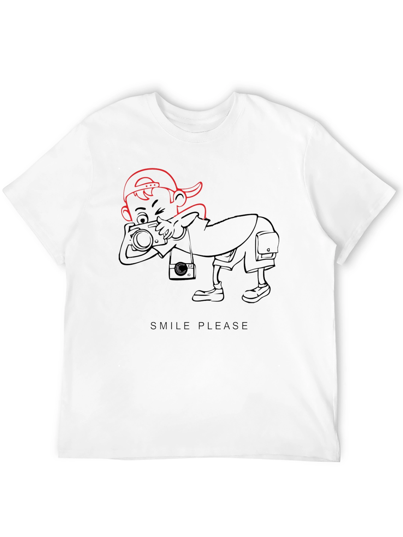 Cartoon Photographer Graphic T-Shirt - Black - 12