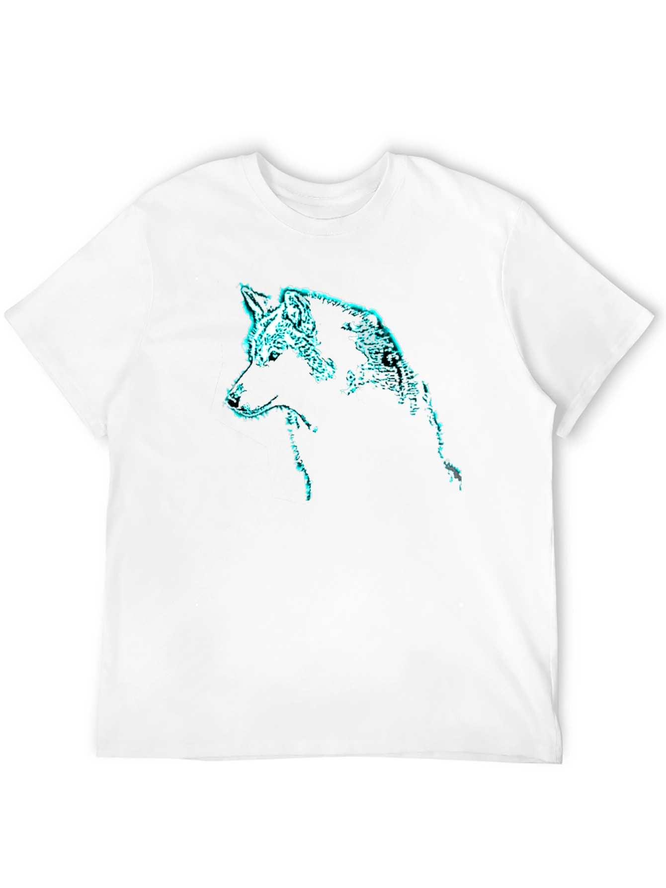 Black Glowing Wolf Graphic Print Black T-Shirt view 12