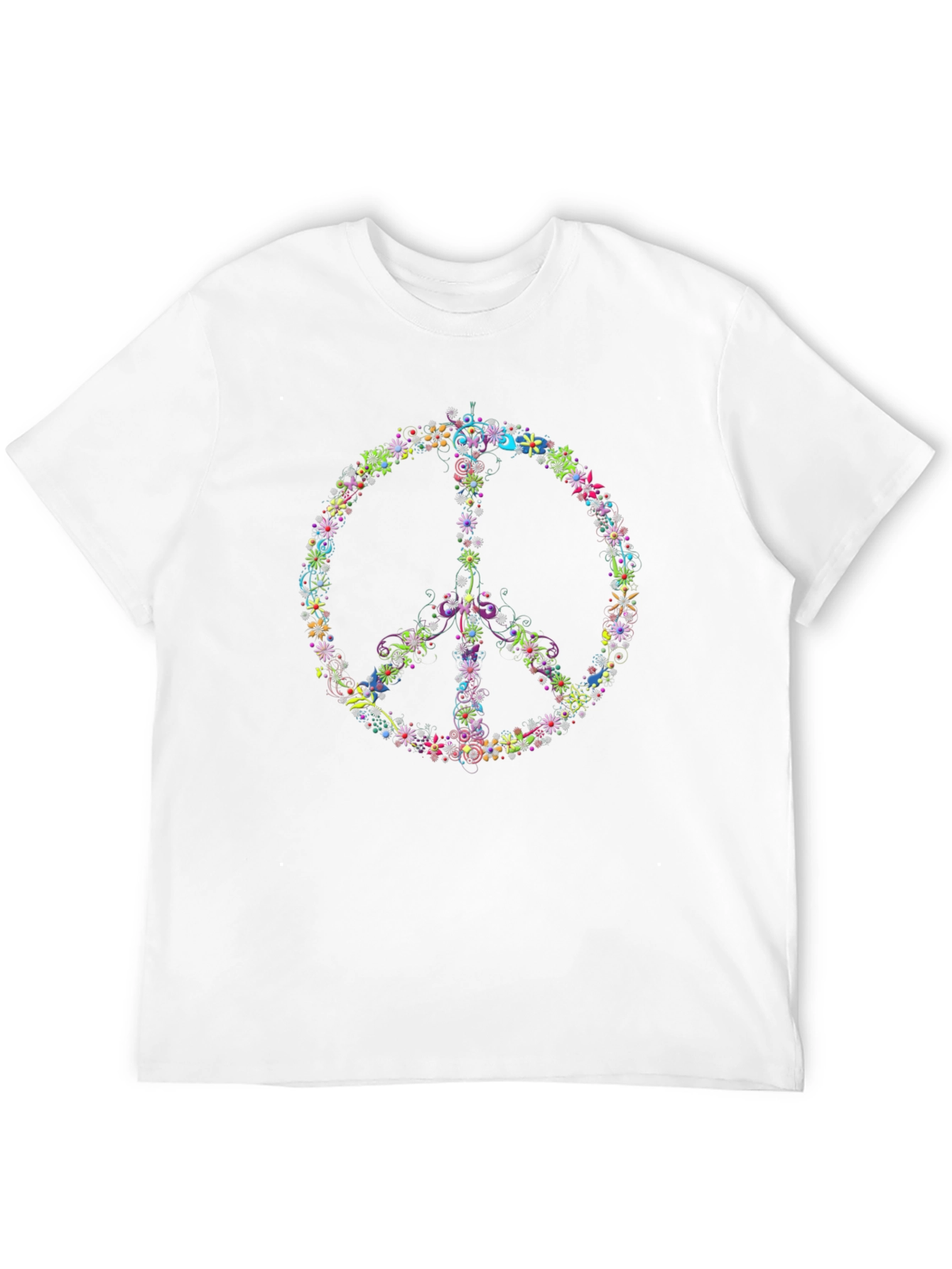 Black Floral Peace Sign Black T-Shirt view 12