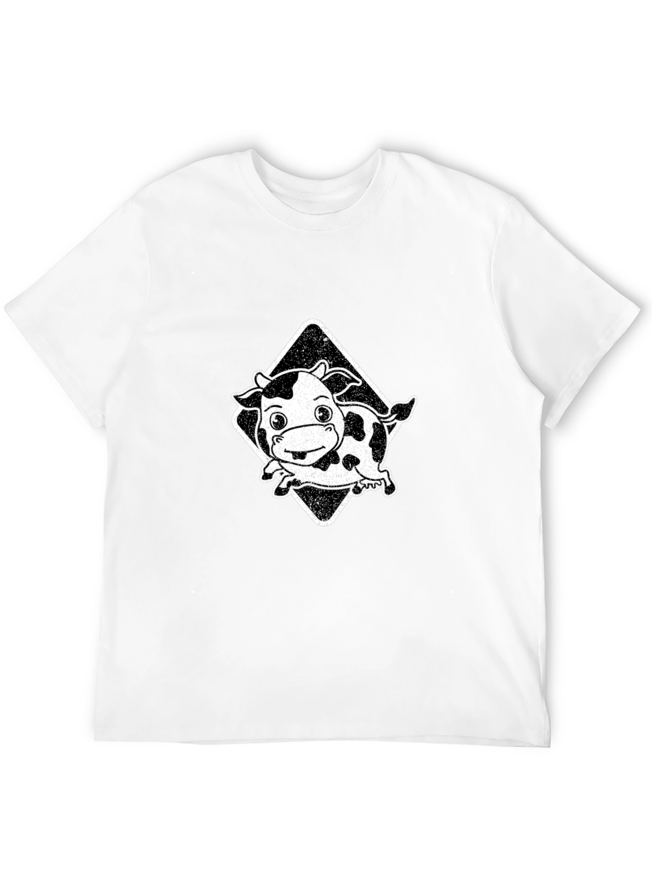 Black Cartoon Cow Graphic Tee - Black view 12