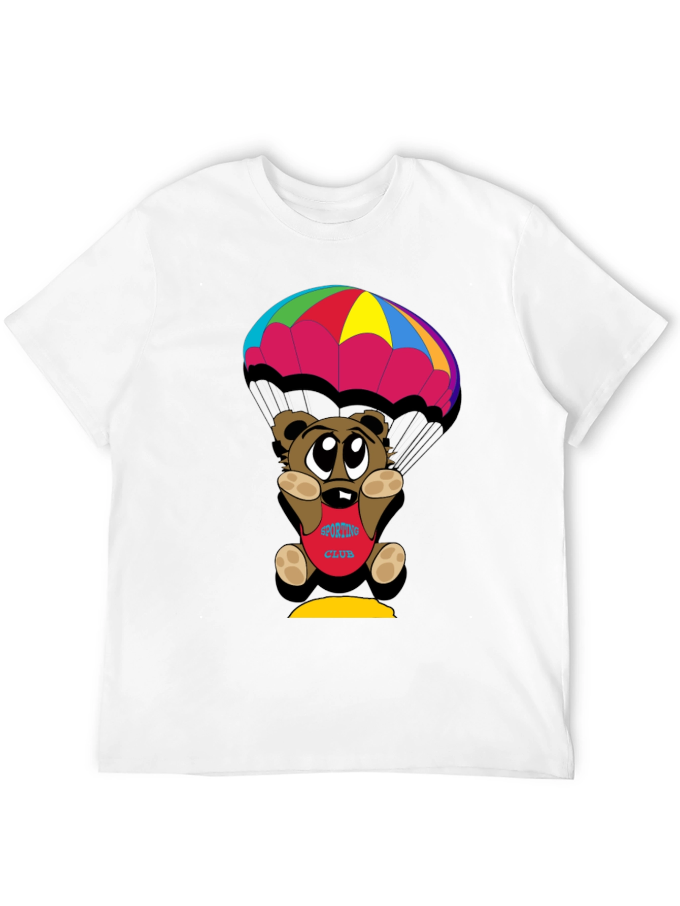 Black Cartoon Bear Parachute Black T-Shirt view 12