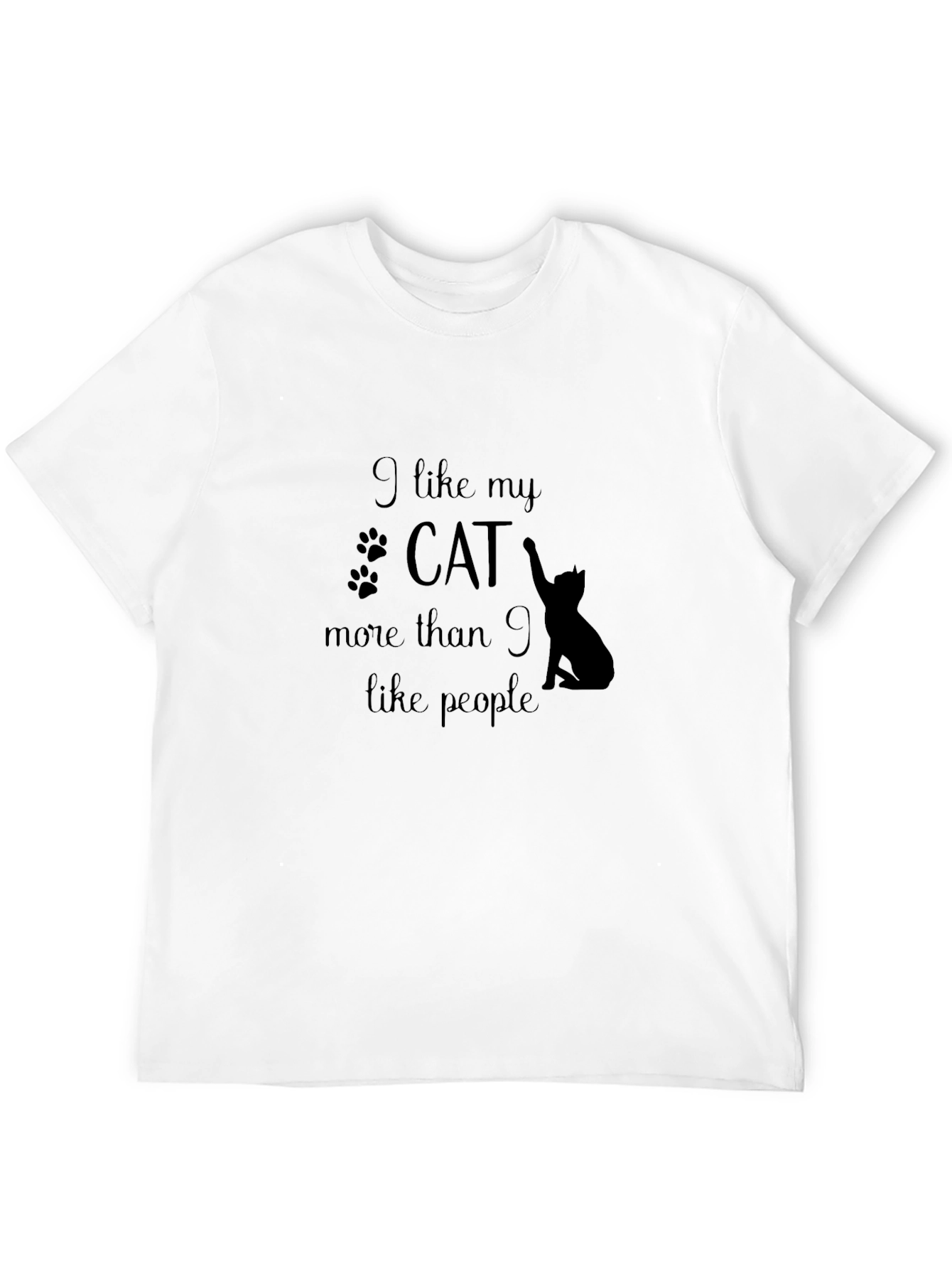 Black I Like My Cat More Than People Graphic Tee view 12