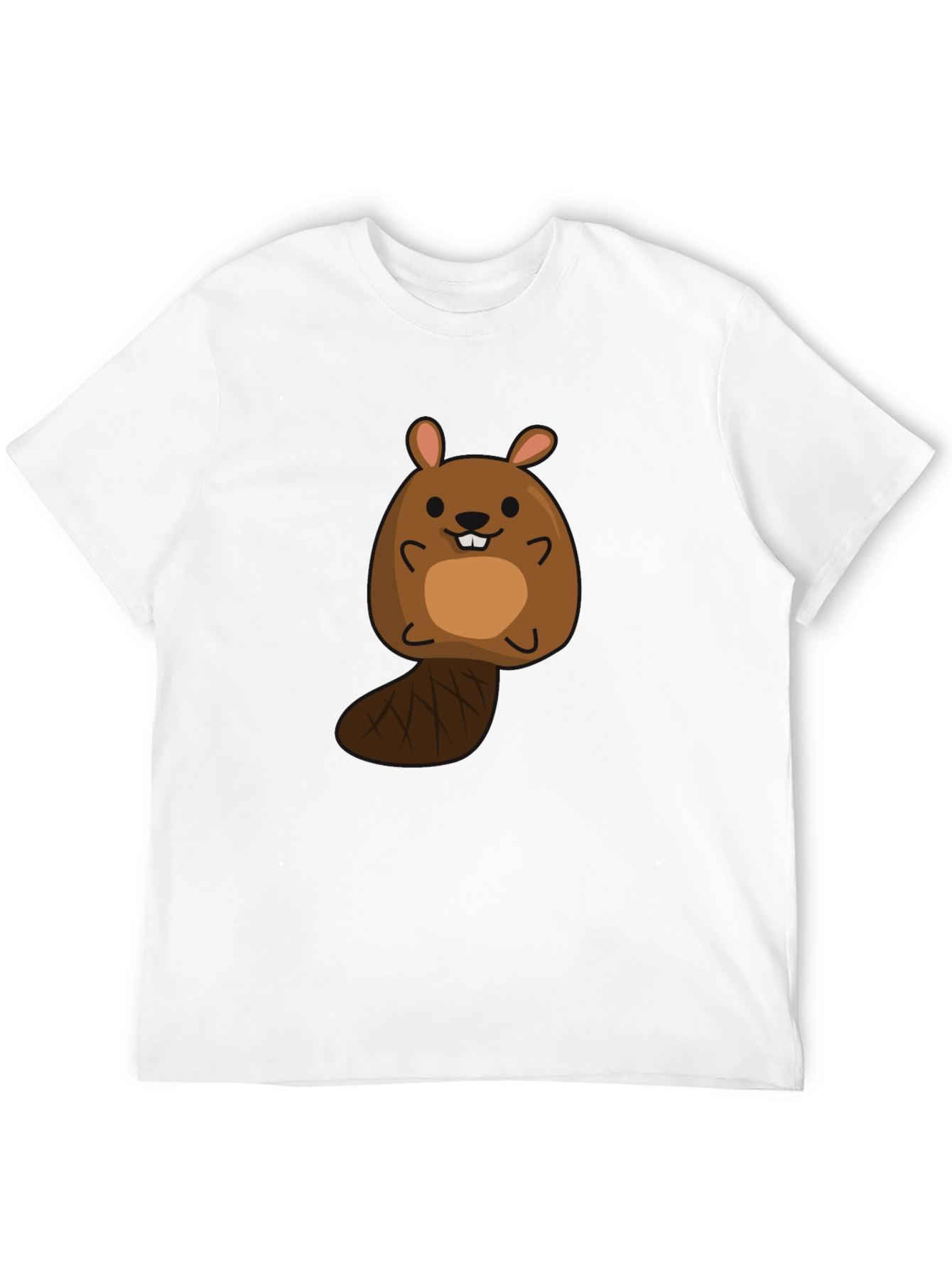 Black Cute Beaver Cartoon Black T-Shirt view 12