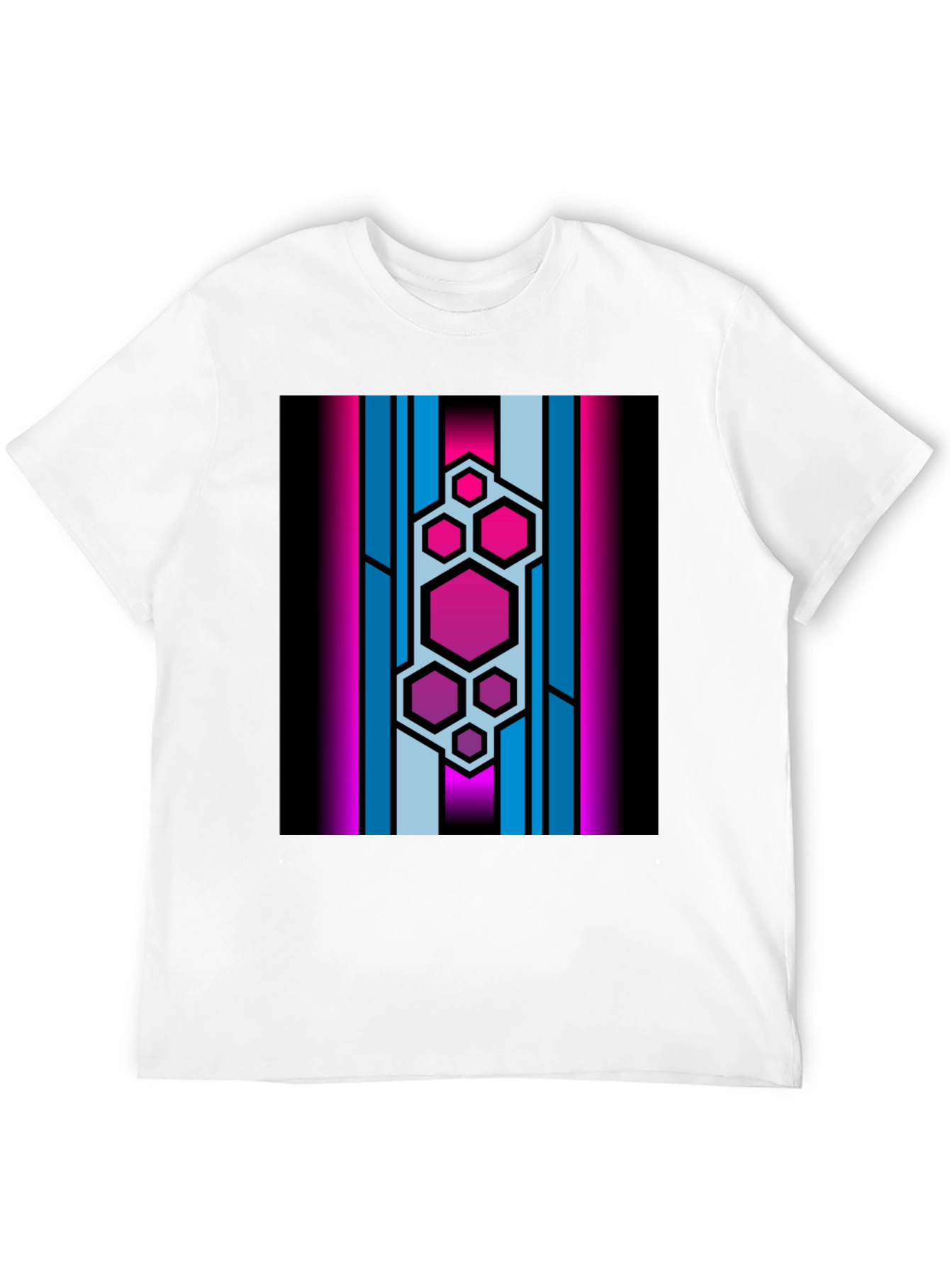 Black Hexagon Stripe Graphic Black T-Shirt view 12