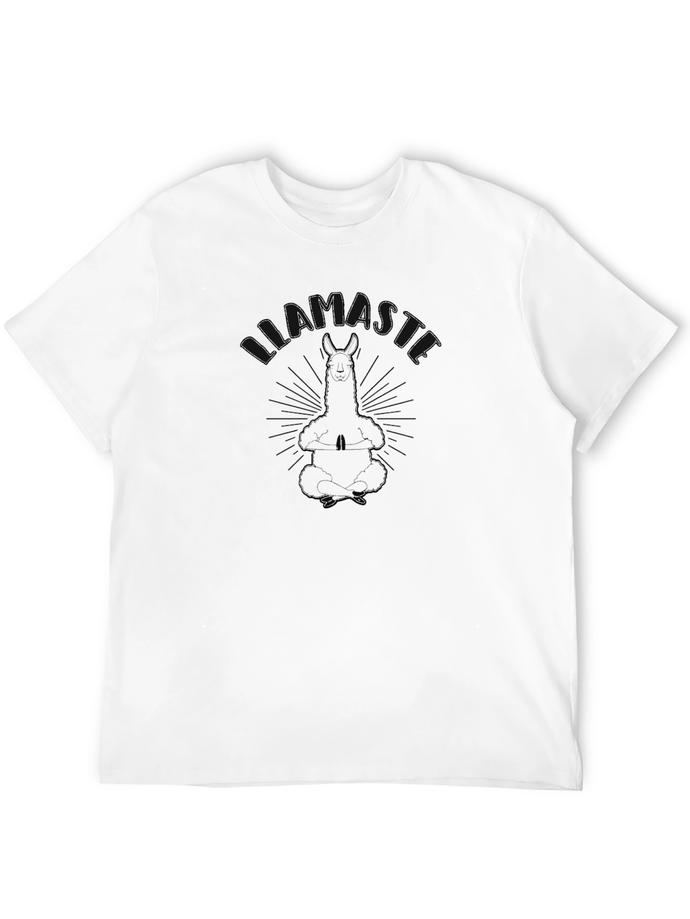 Black Llamaste Yoga Meditation Graphic T-Shirt view 12