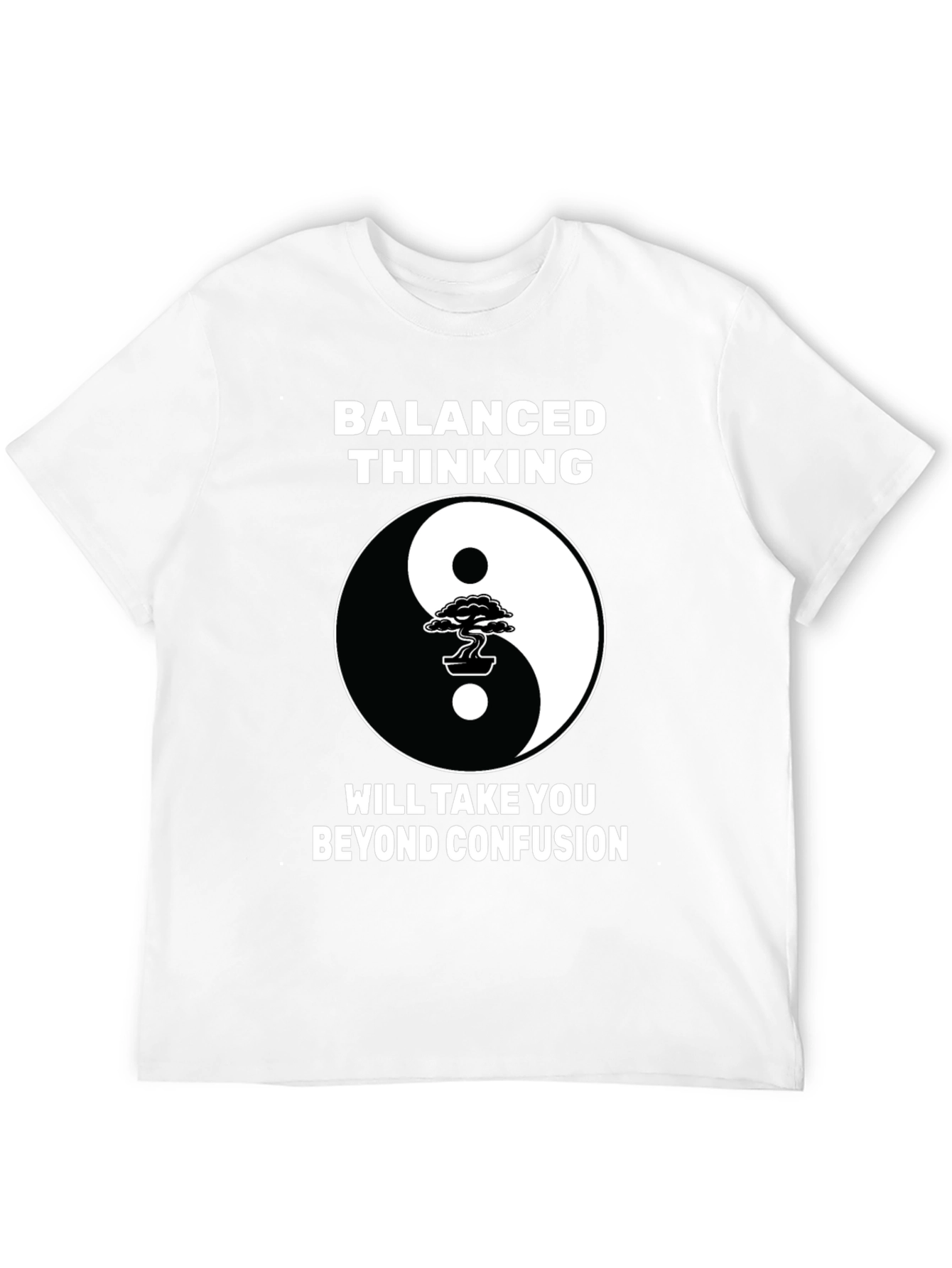 Black Balanced Thinking Yin Yang Bonsai Tree Graphic T-Shirt view 12