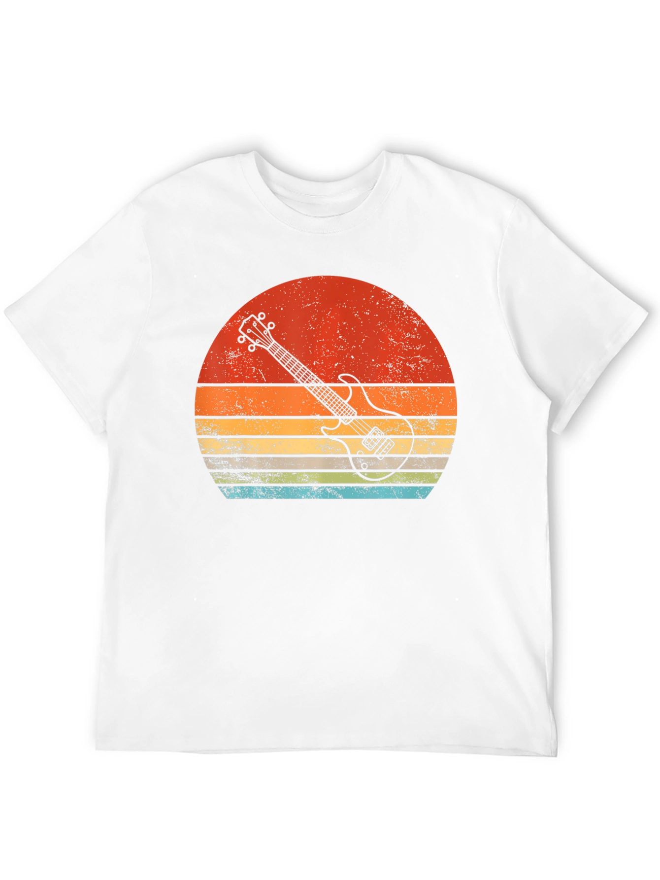 Black Retro Guitar Sunset Graphic Tee view 12