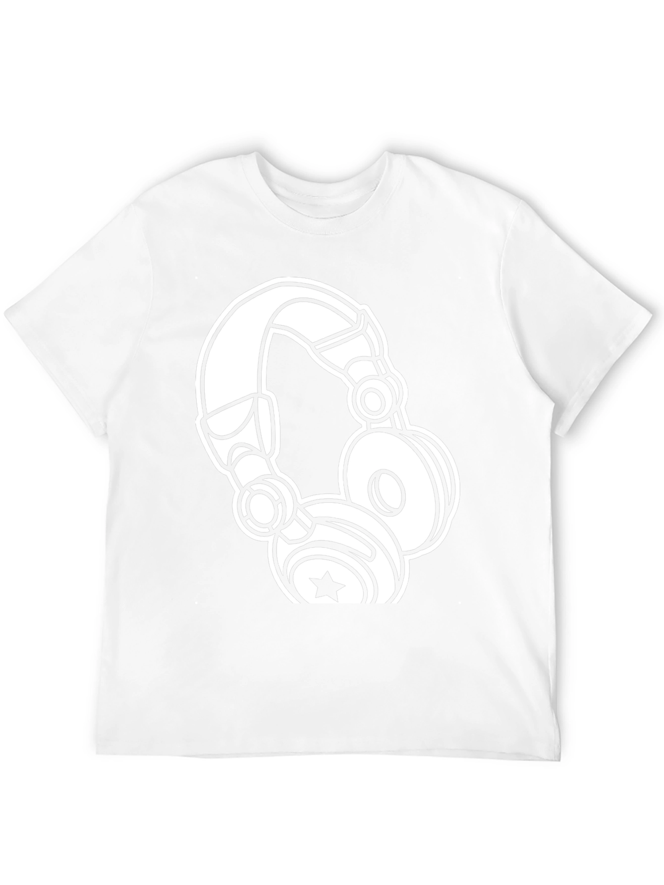 Black Graphic Tee: White Headphones on Black Cotton view 12
