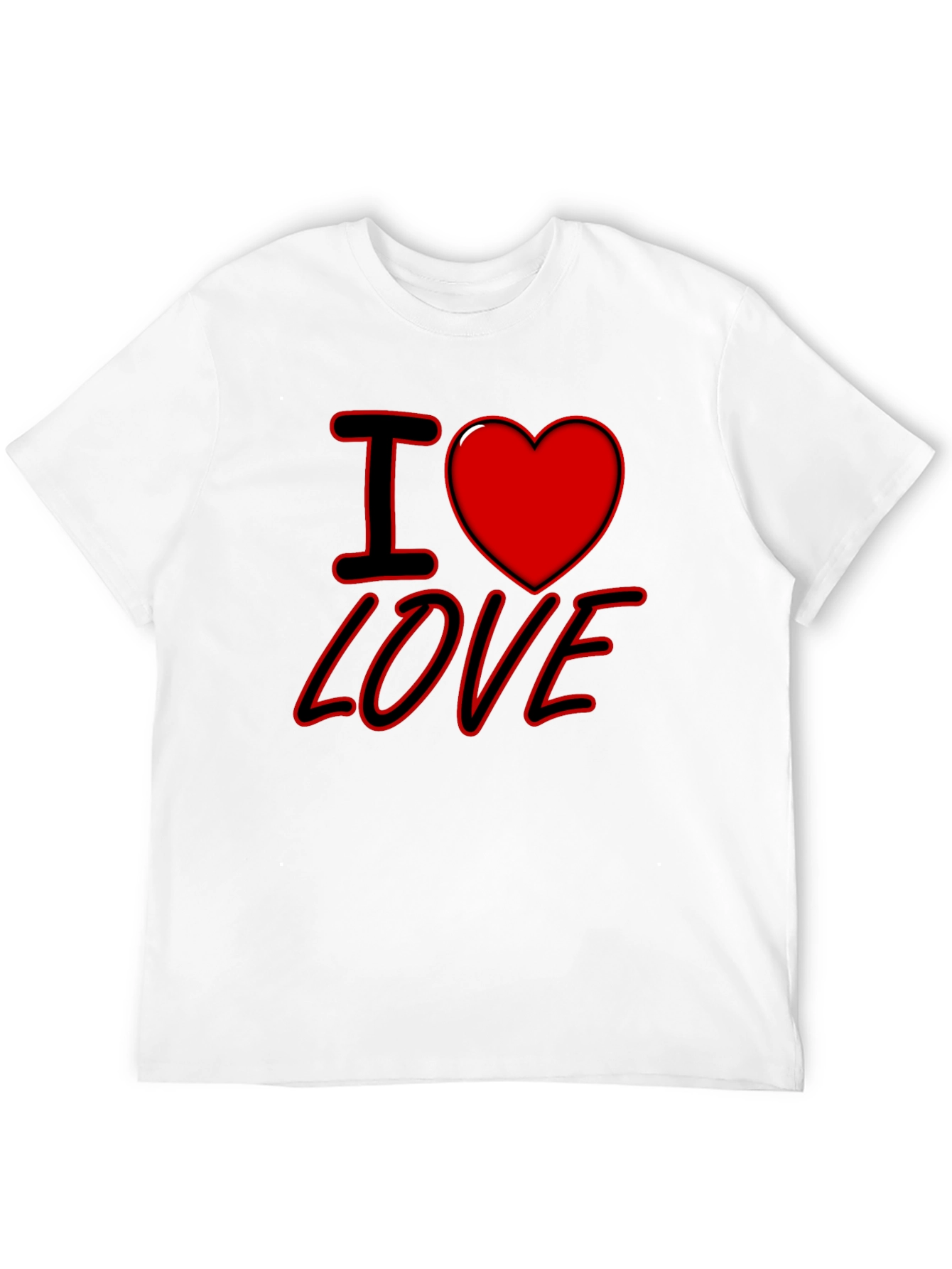 Black I Heart Love Graphic Print Black T-Shirt view 12