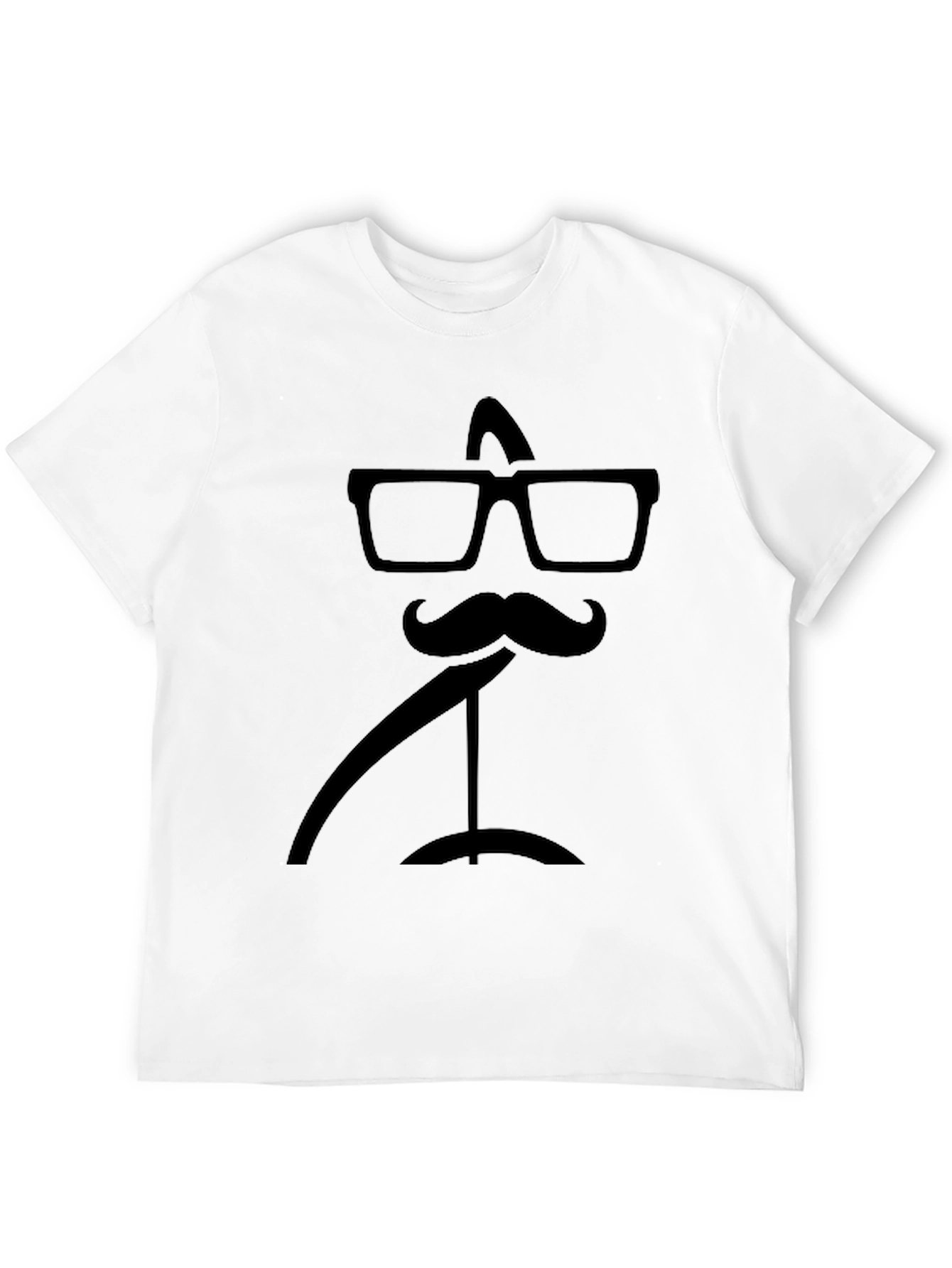 Black Funny Mustache & Glasses Graphic Black T-Shirt view 12