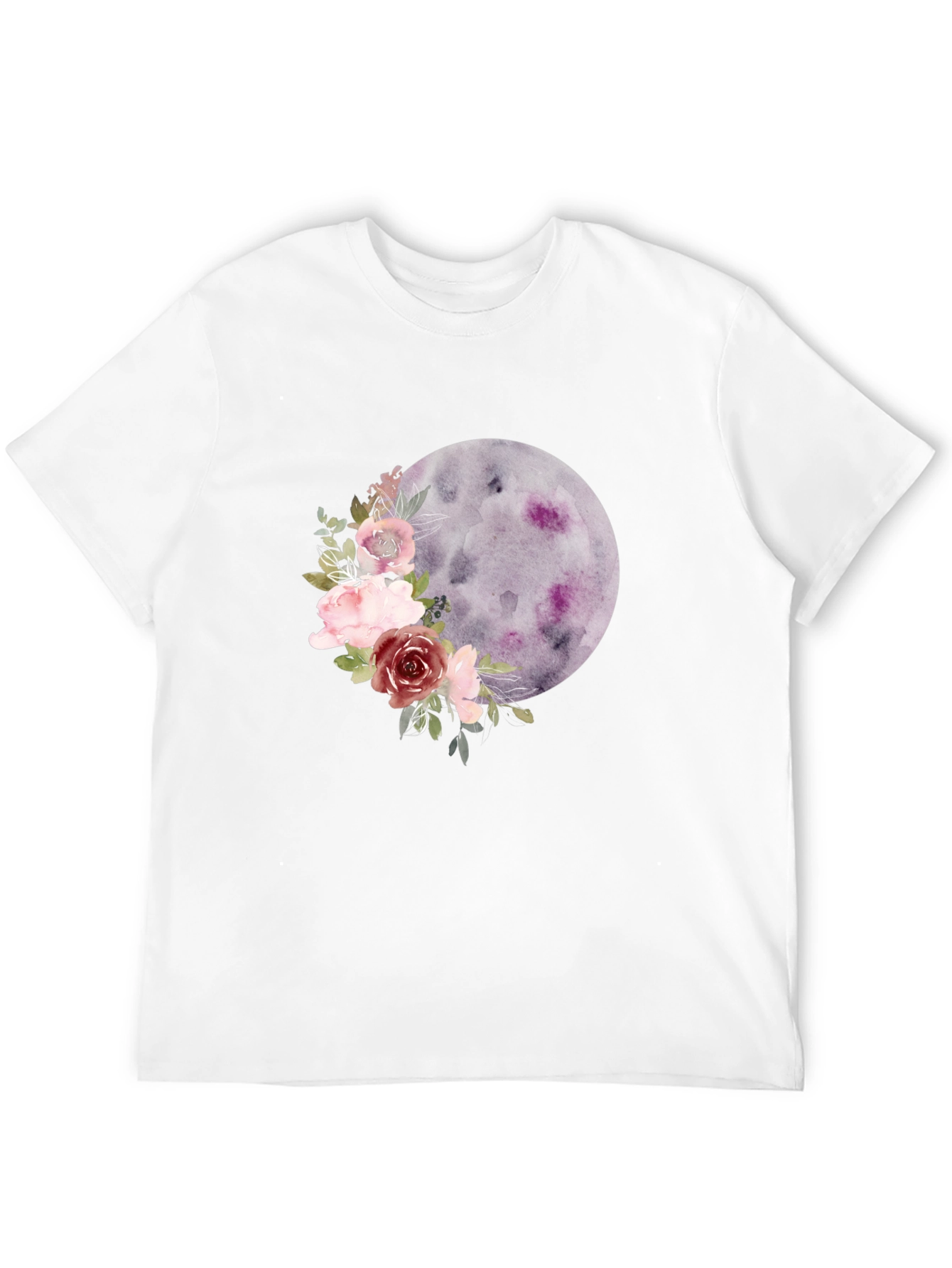 Black Floral Moon Graphic Tee - Black Casual T-Shirt view 12