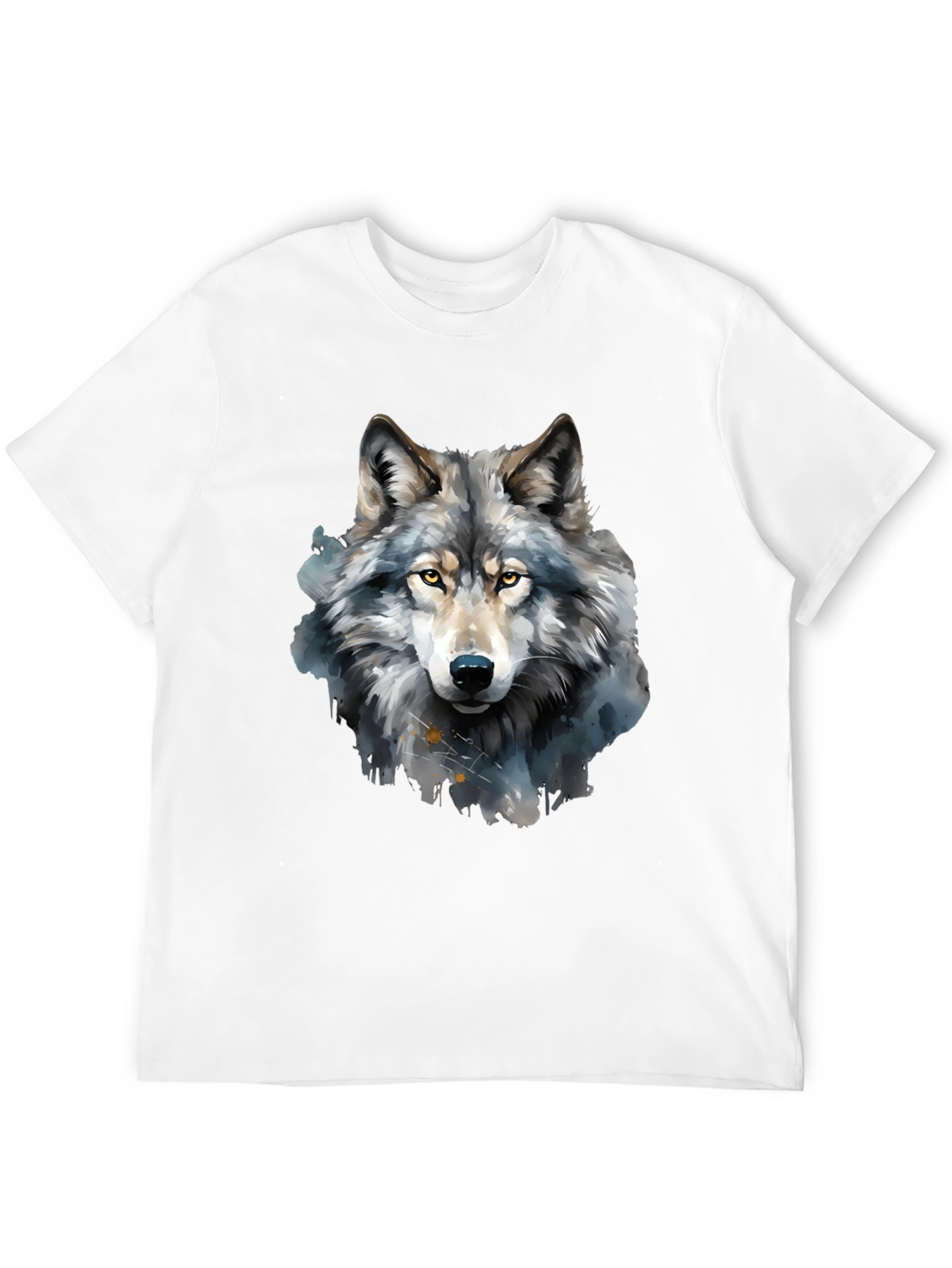 Black Watercolor Wolf Graphic Tee - Men's Black T-Shirt view 12