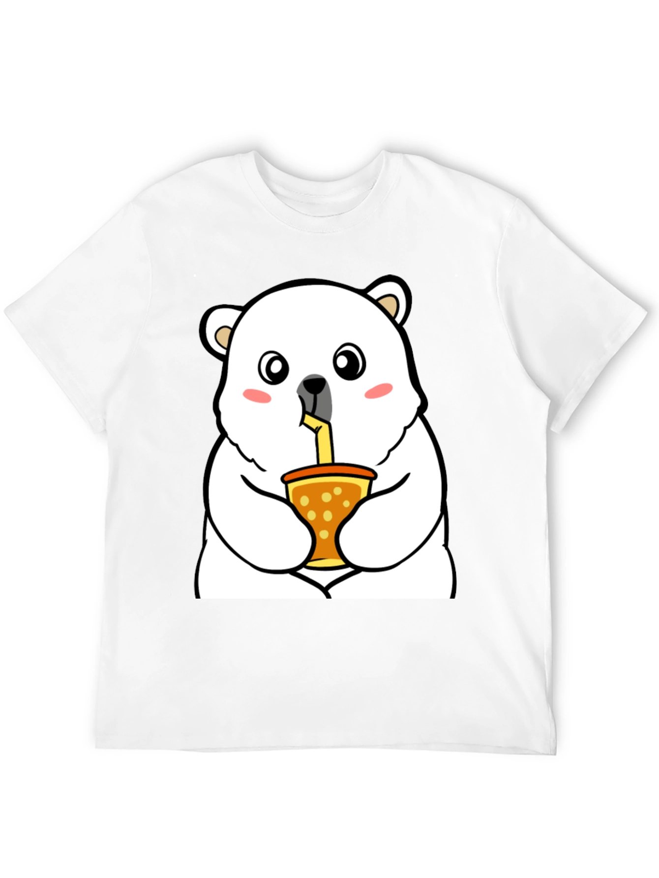 Black Cute Polar Bear Bubble Tea T-Shirt - Unisex view 12