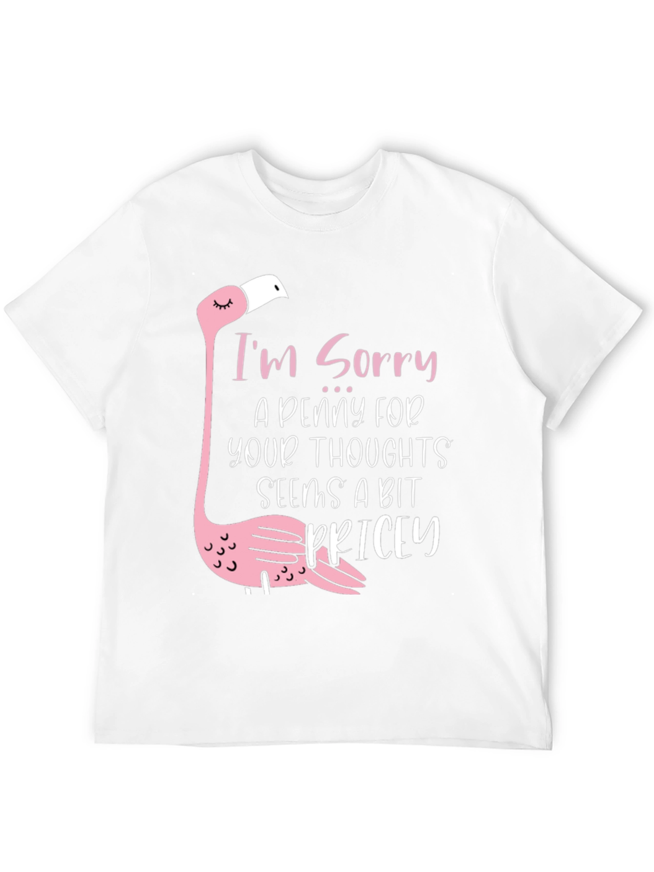 Black Funny Flamingo 'A Penny For Your Thoughts' Black T-Shirt view 12