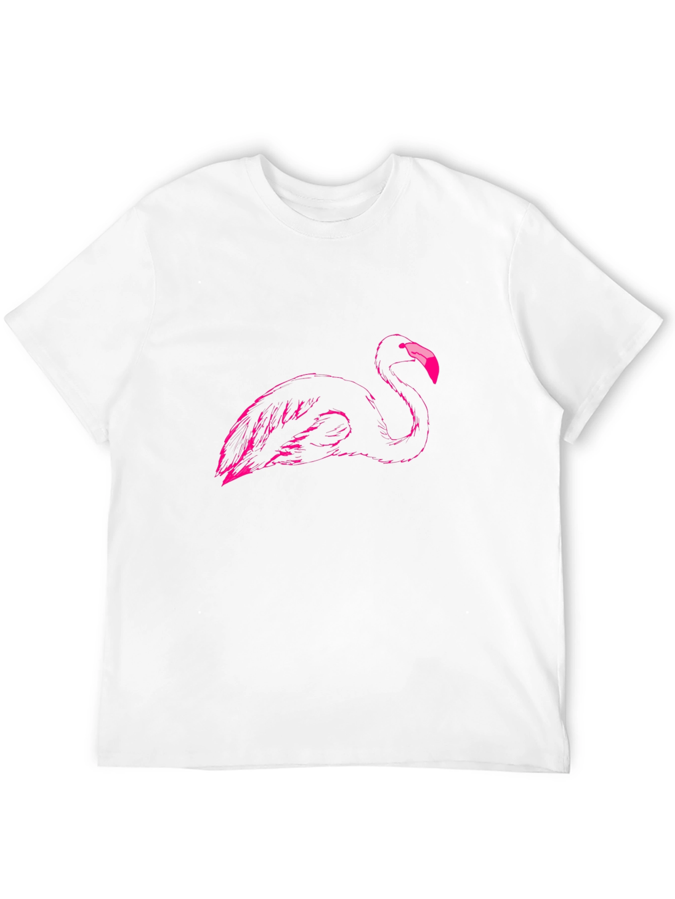 Black Men's Black T-Shirt with Pink Flamingo Graphic view 12