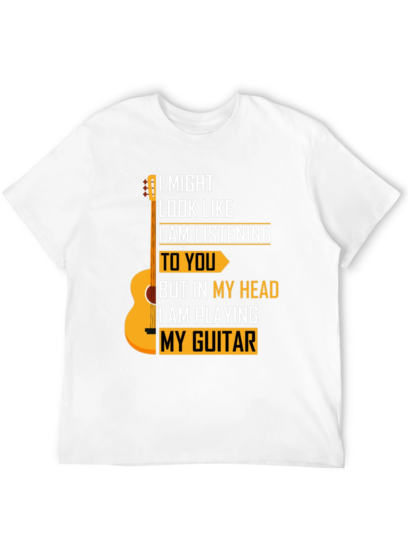 Black Guitarist T-Shirt - I Might Look Like I am Listening view 12