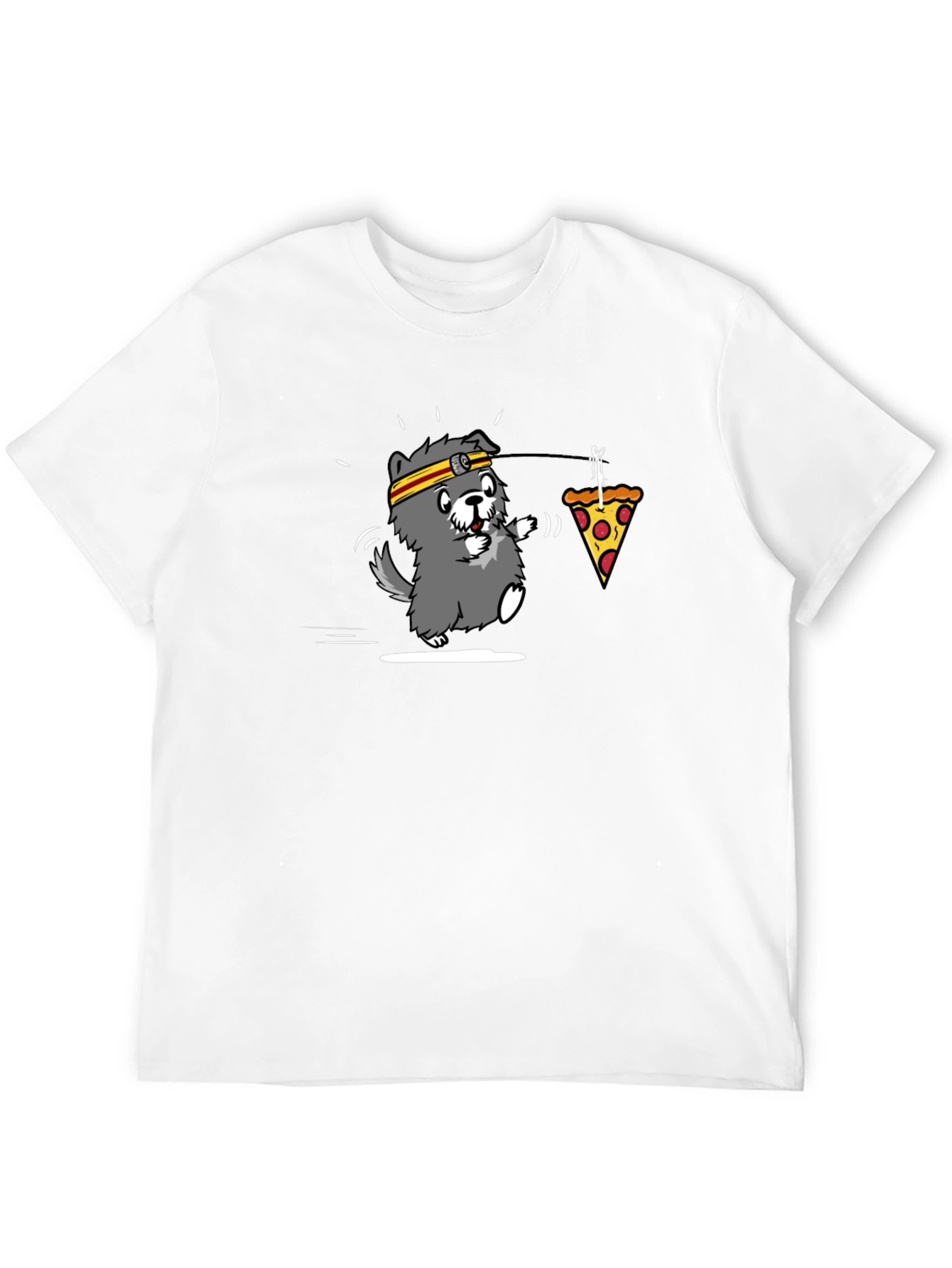 Black Dog Chasing Pizza T-Shirt view 12