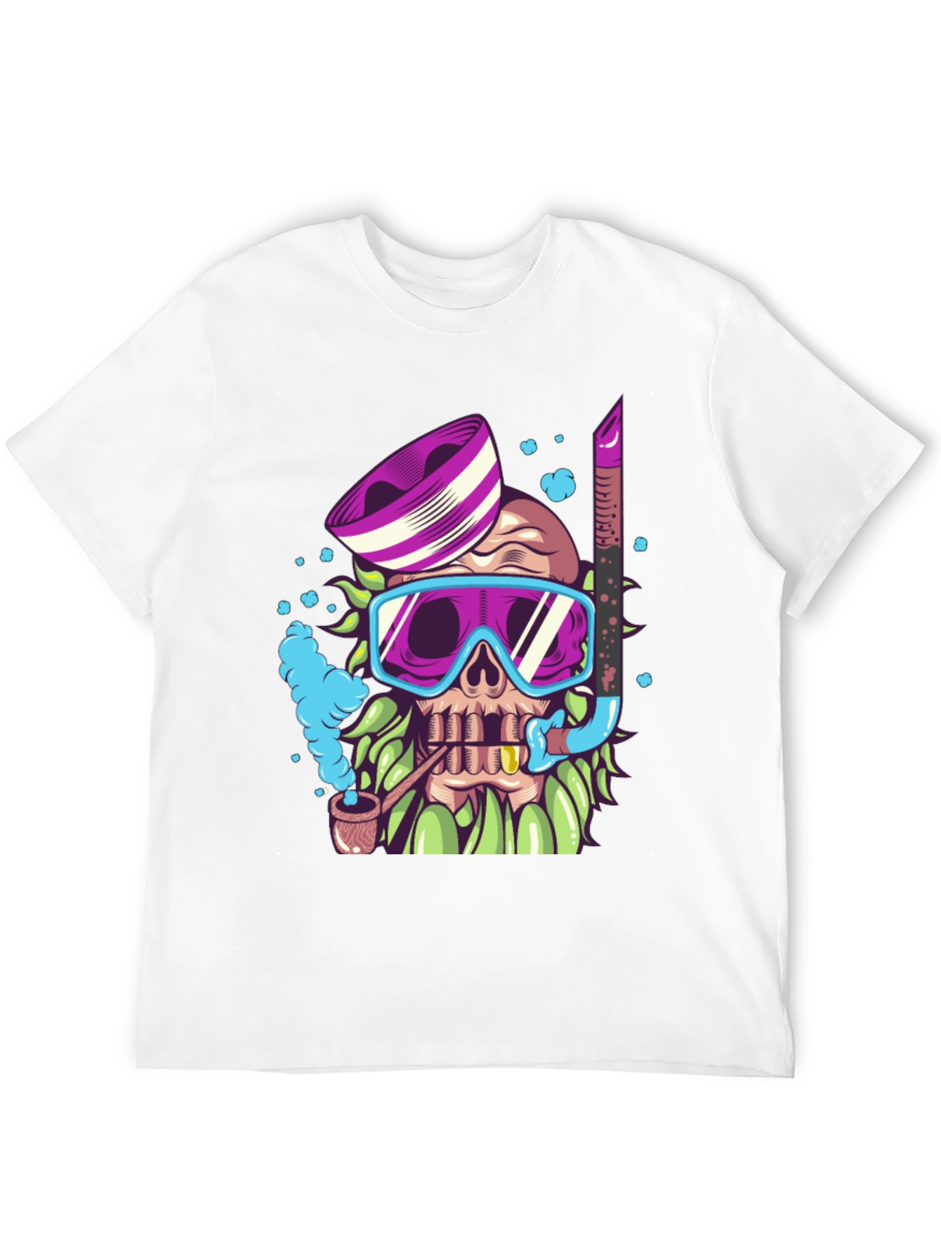 Black Diver Skull Graphic Tee - Black Cotton T-Shirt view 12