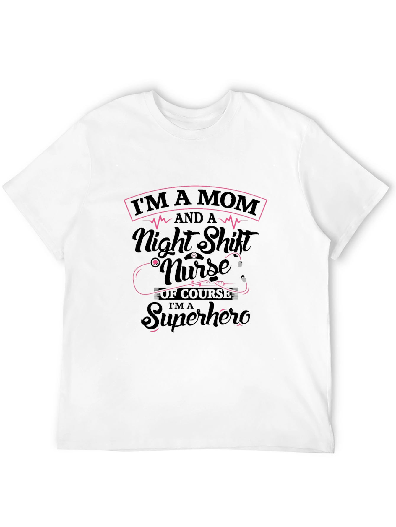Black Mom Night Shift Nurse Superhero Black T-Shirt view 12