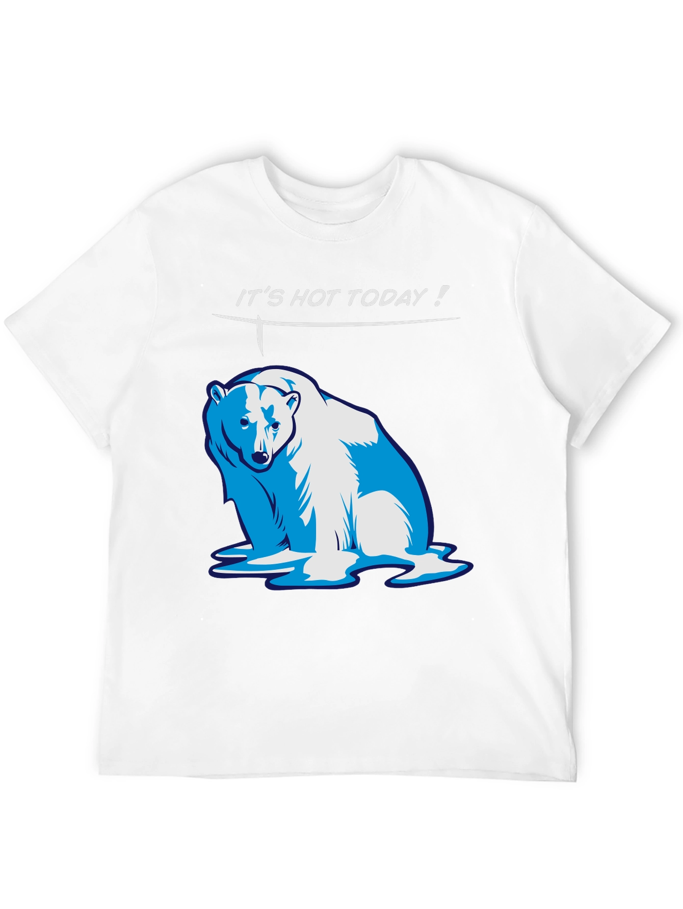 Black Funny "It's Hot Today!" Polar Bear Graphic T-Shirt view 12