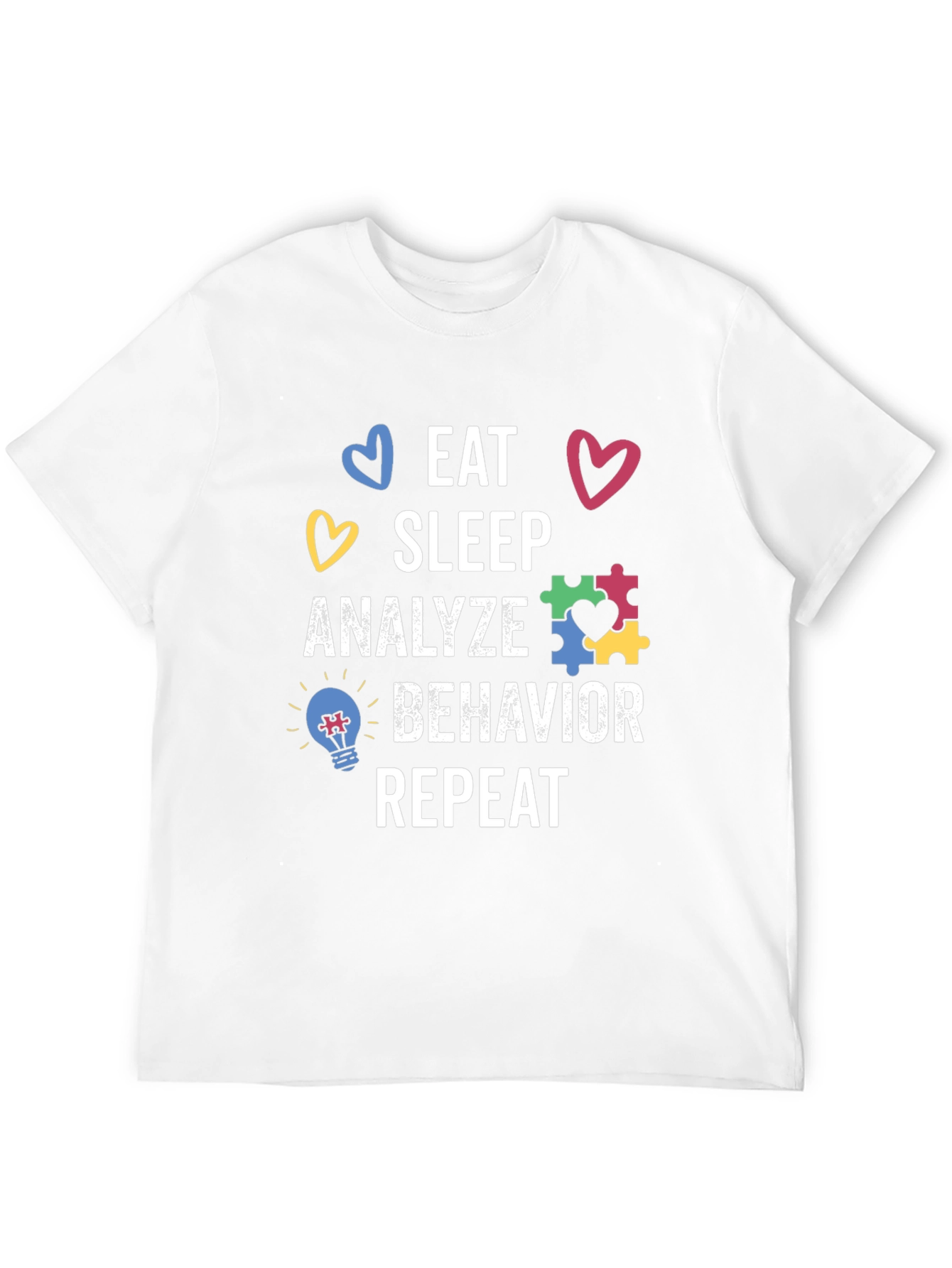 Black Eat Sleep Analyze Behavior Autism T-Shirt view 12