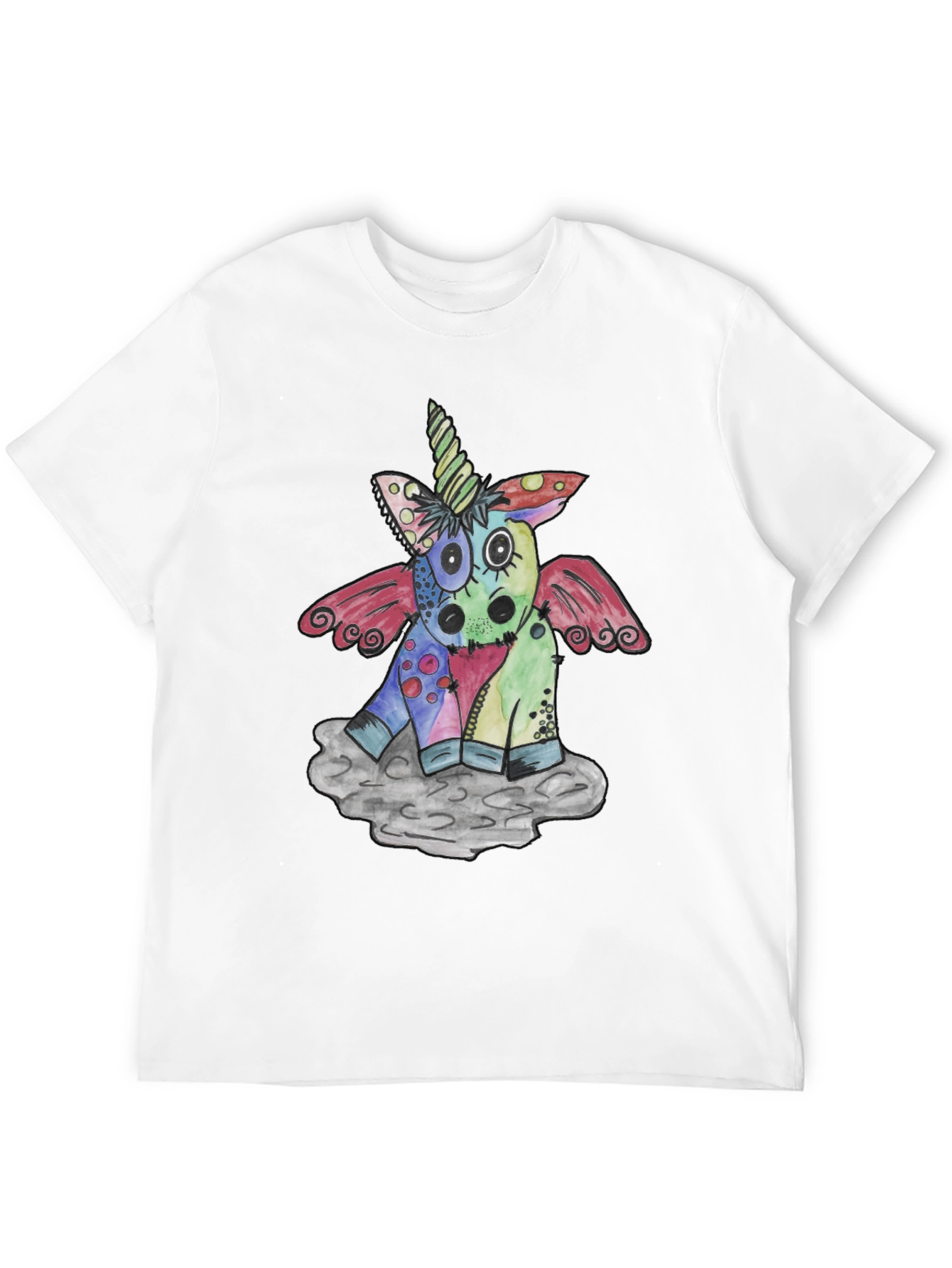 Black Whimsical Unicorn Graphic T-Shirt - Unique Design view 12