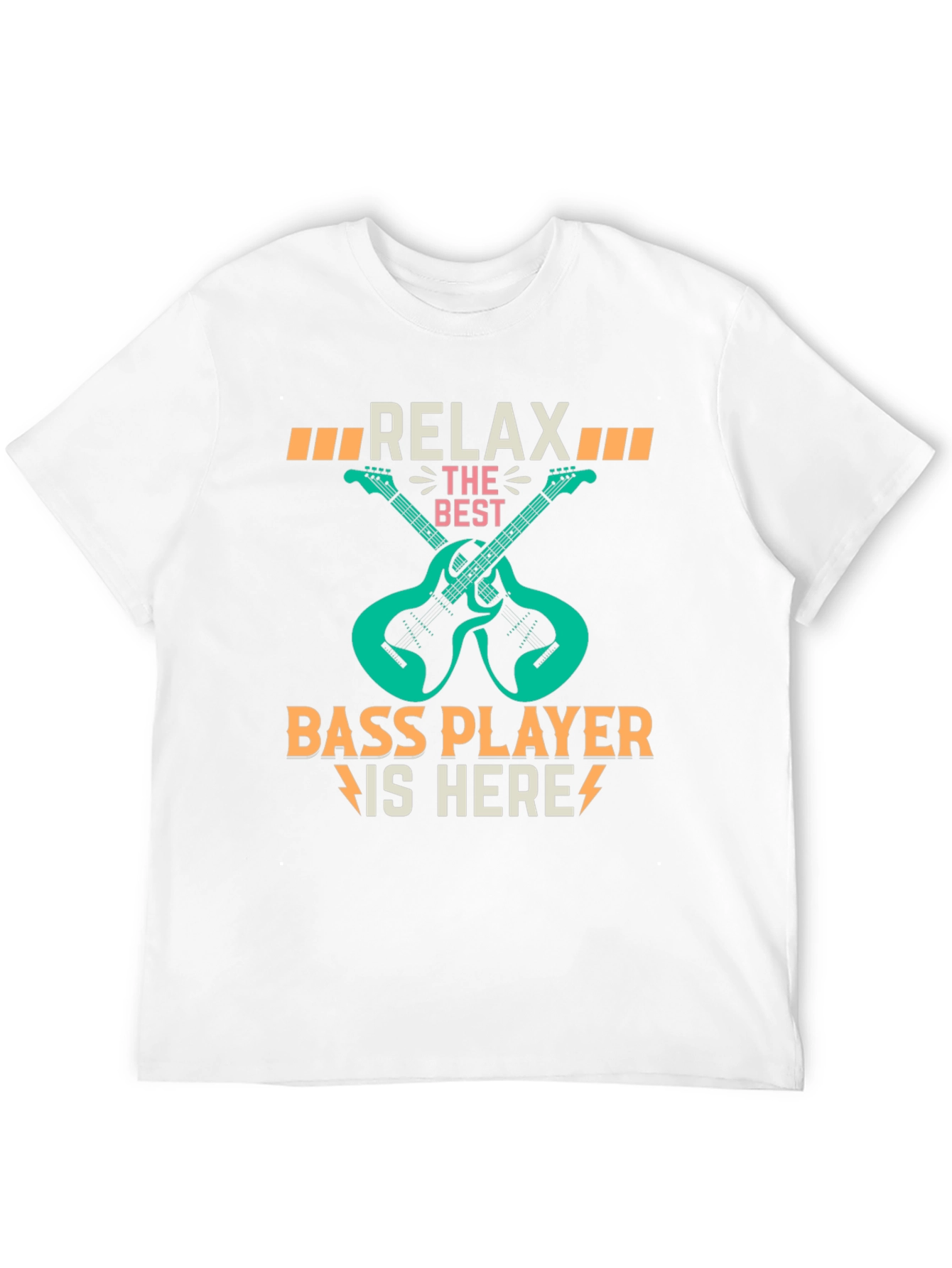 Black Relax Bass Player Here Graphic T-Shirt view 12