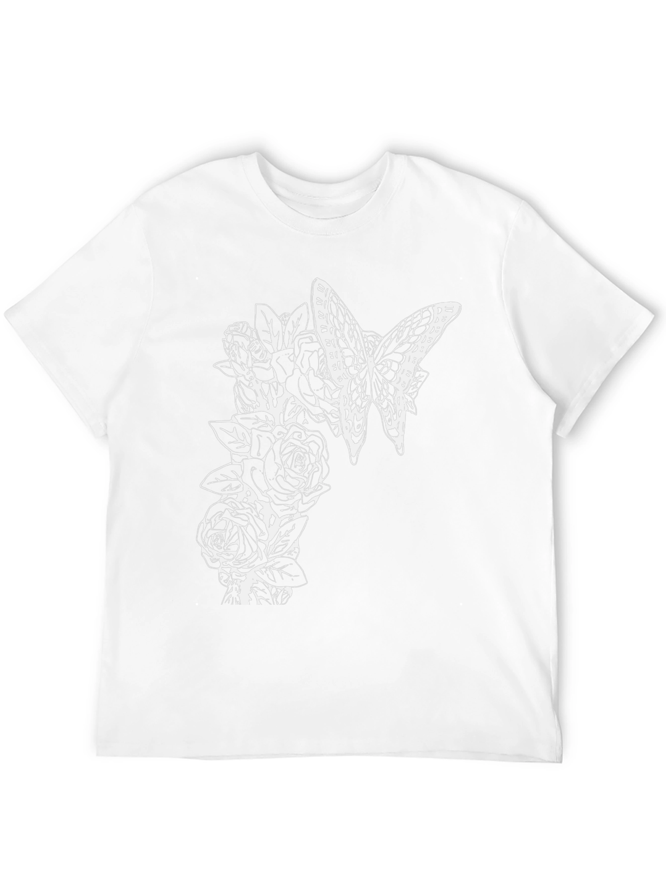 Black Butterfly and Roses Graphic T-Shirt - Men's Black Tee view 12