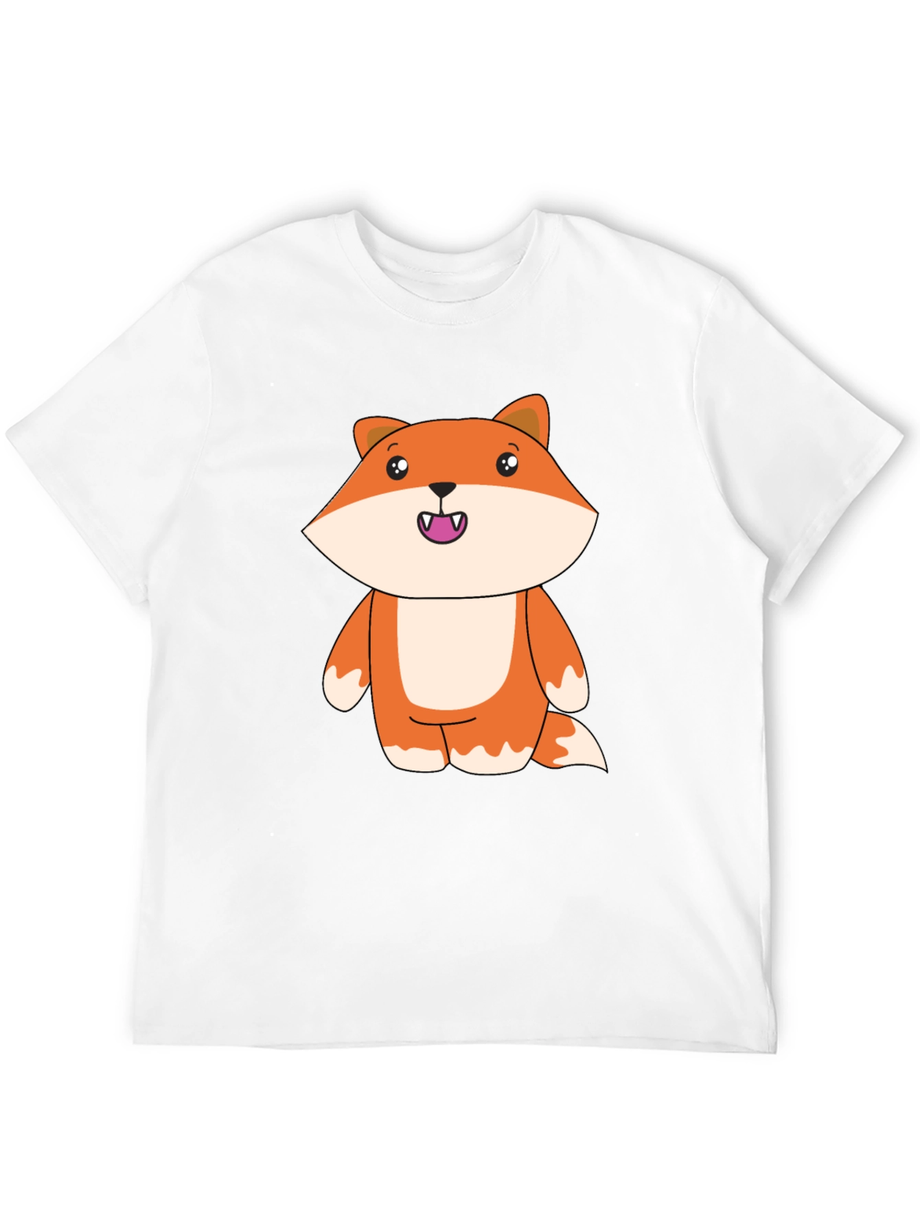 Black Cute Cartoon Fox Black T-Shirt view 12