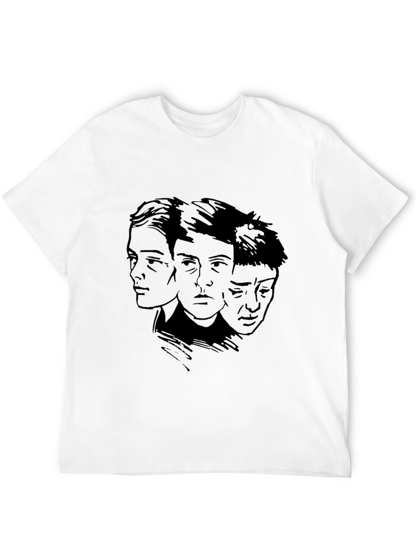 Black Three Faces Graphic Black T-Shirt view 12