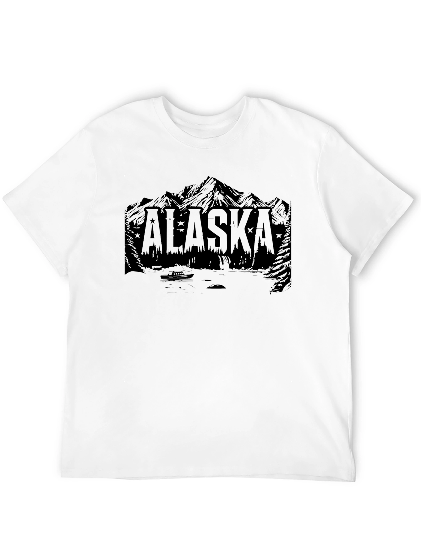 Black Alaska Mountain Graphic Print Black T-Shirt view 12