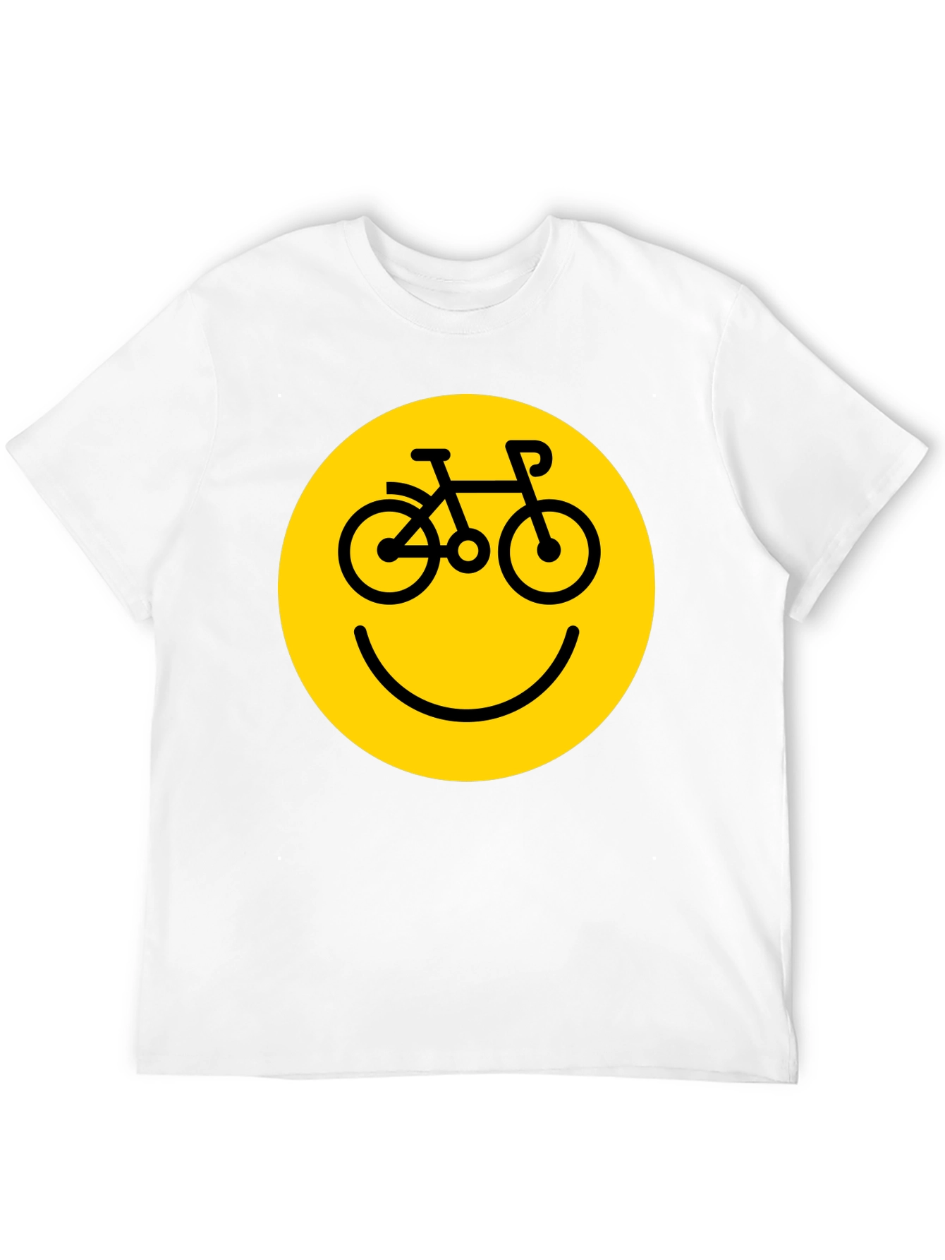 Black Smiley Face Bike T-Shirt - Yellow Graphic view 12
