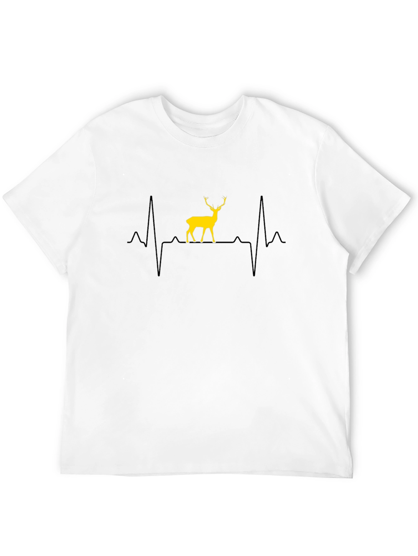 Black Deer Heartbeat T-Shirt - Black Cotton Graphic Tee view 12