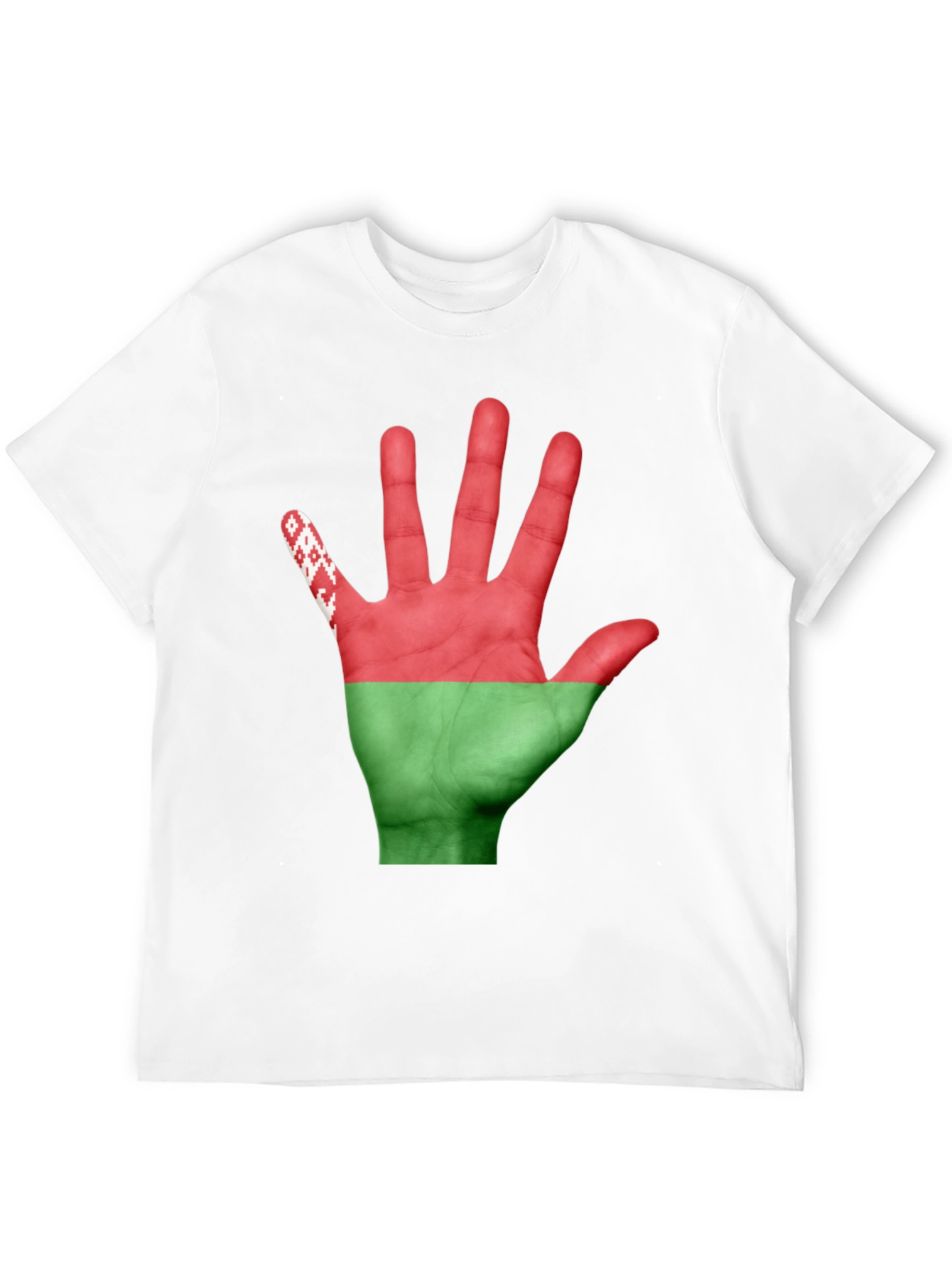 Black Belarus Flag Hand Print Black T-Shirt view 12