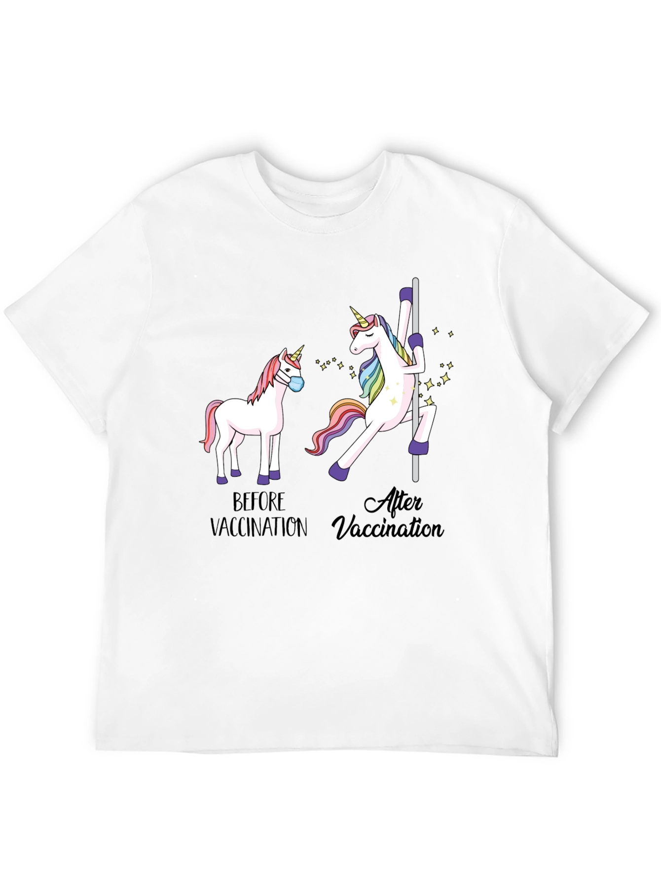 Black Vaccinated Unicorn Graphic Tee - Funny Health T-Shirt view 12