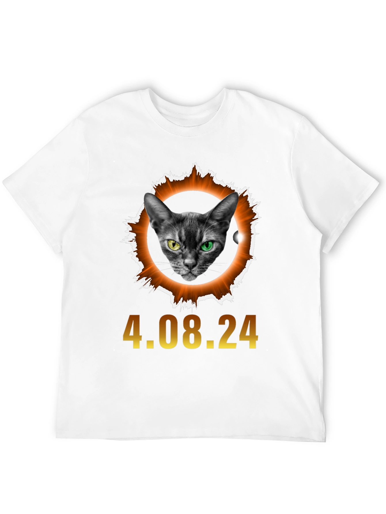 Black Eclipse Cat T-Shirt - April 8th, 2024 Solar Event view 12